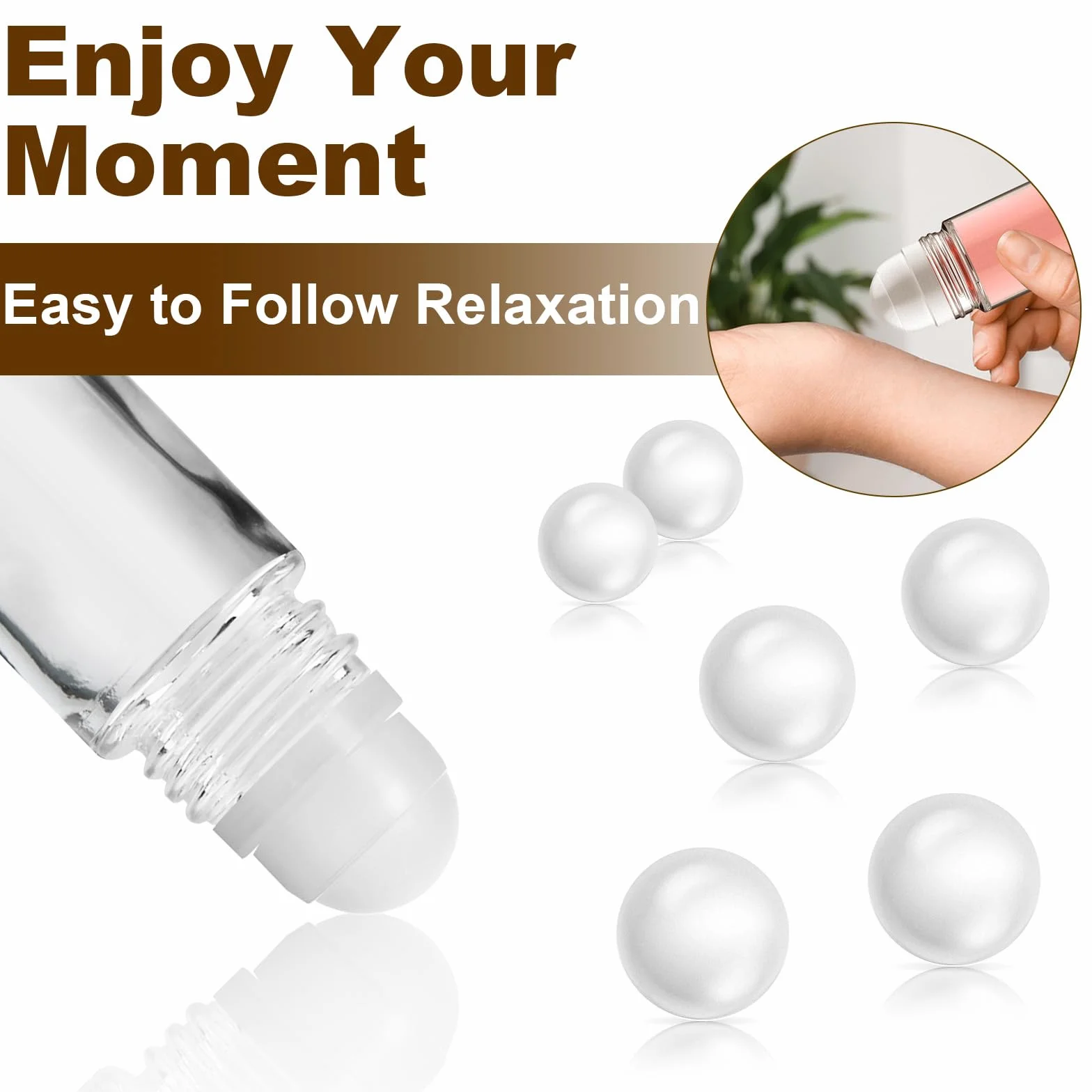 4 Pezzi 30ML Roll on Vuoto per Oli Essenziali, Vuoto Roll On Bottiglie con Sfera, Ricaricabili Flacone per Olio Essenziale con Contagocce, Imbuto, Adesivo per Aromaterapia, Profumi