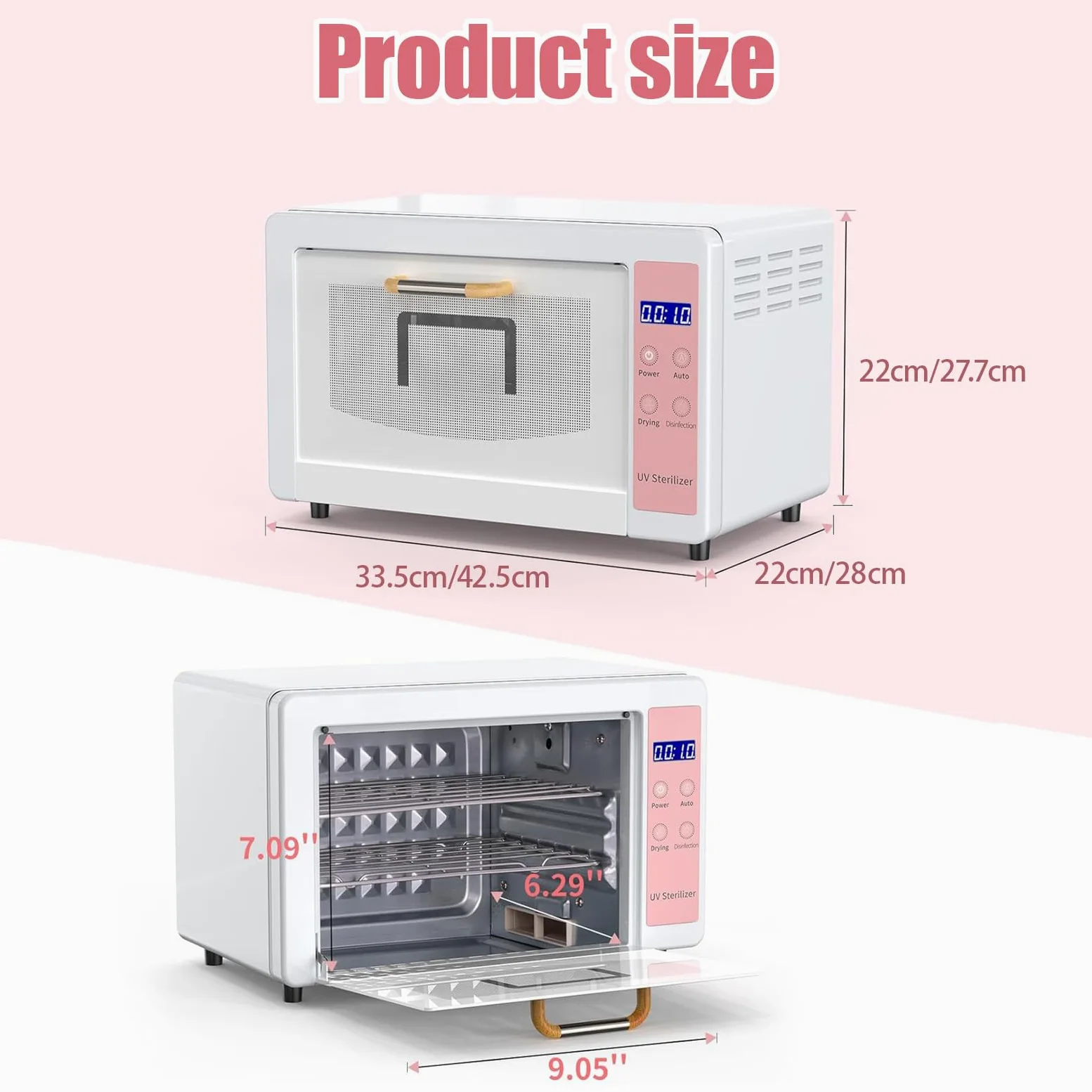 Sterilizzatore UV 24L ad alta capacità per la disinfezione, vassoio a 2 livelli, pulizia a 360° per strumenti per unghie, manicure, barbieri, spa, uso domestico, armadio per le pulizie