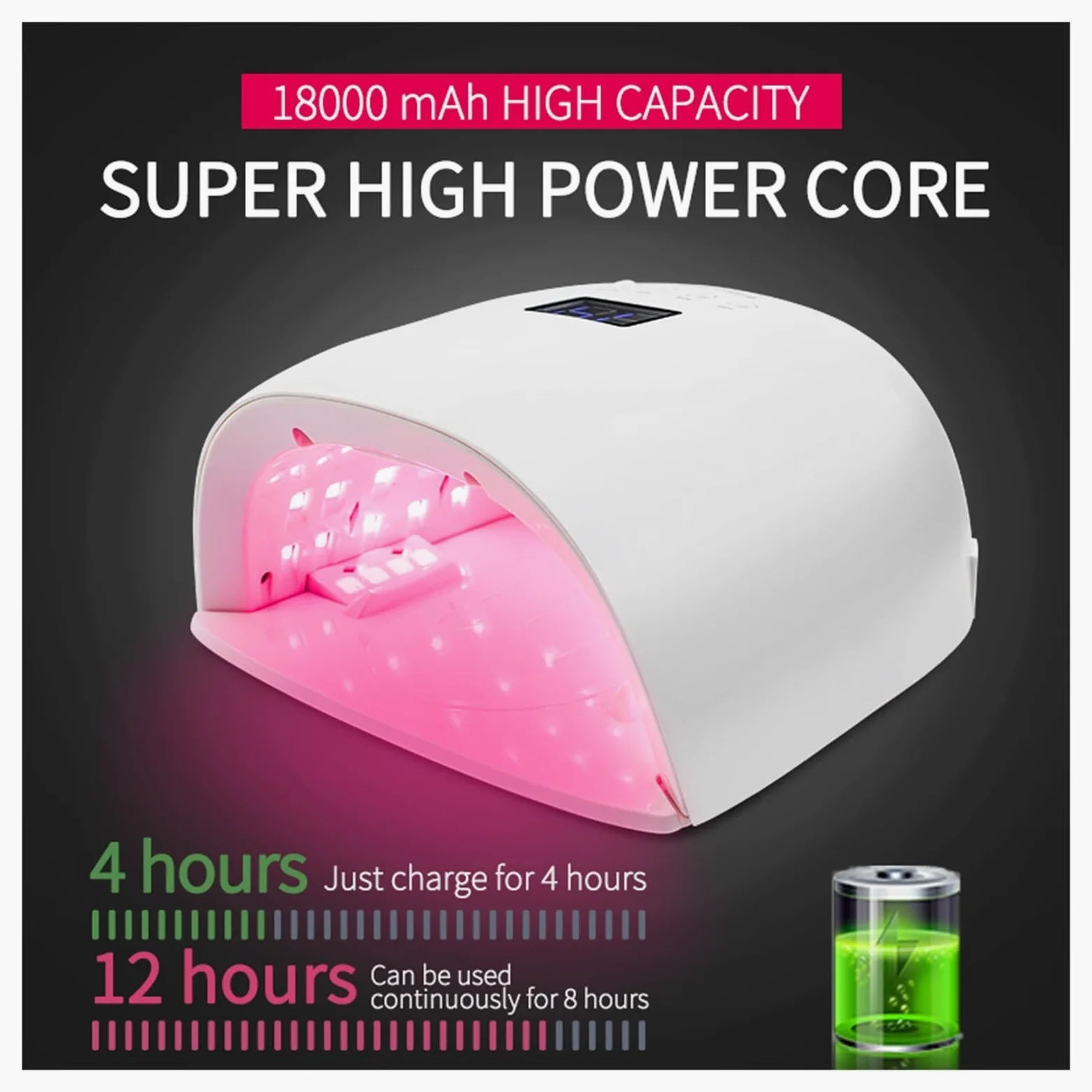 Lampada UV per unghie, Wireless 86w HA CONDOTTO LA Lampada UV Del Chiodo 86W for La Cura di Tutti I Gel Smalto for Unghie Lampada Della Luce Del Sole Manicure Intelligente display LCD Ricaricabile per