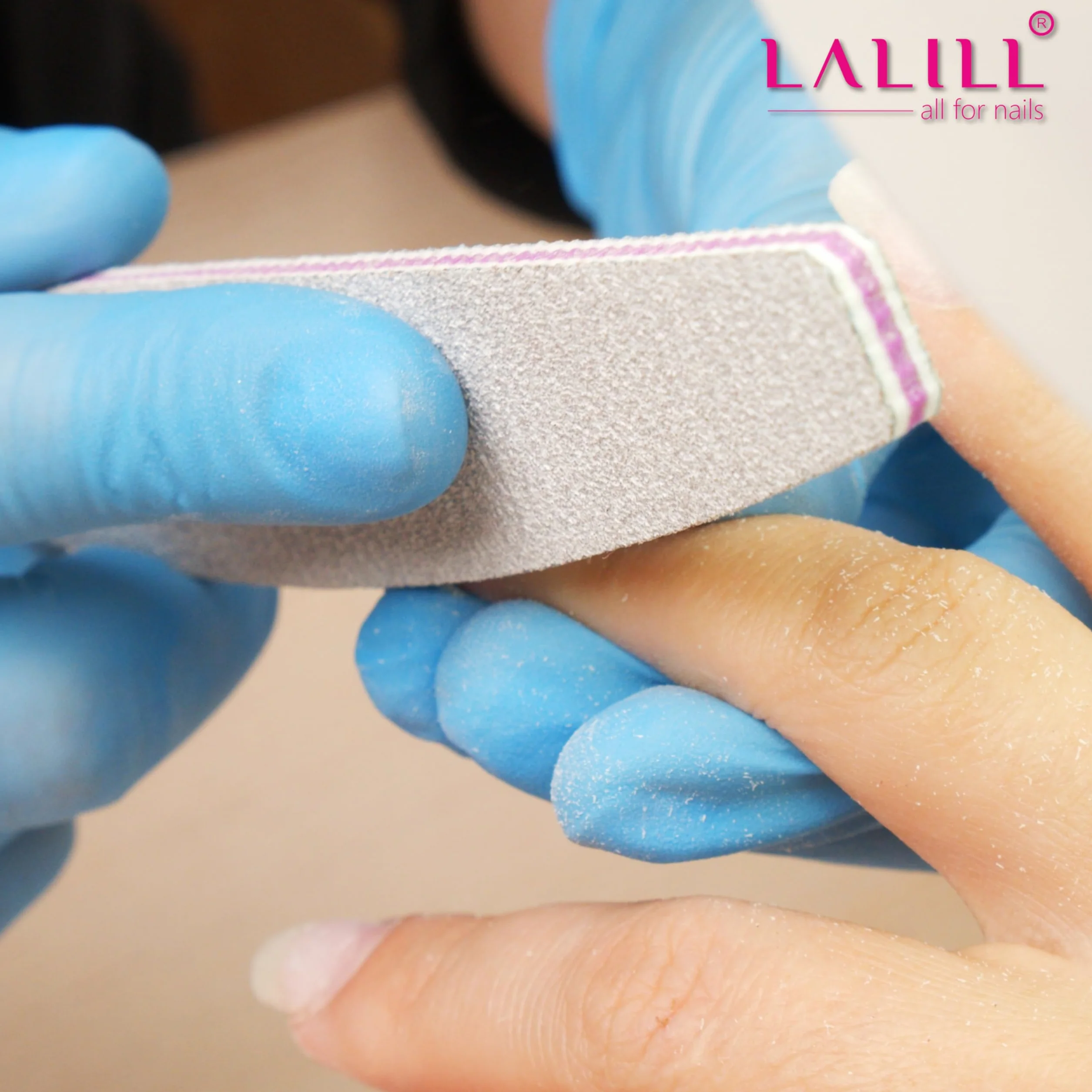 LALILL Lima per Unghie 50 Pz. 100/180 Grit, Mezza Luna Zebra - Bifacciale, Monouso - Professionale