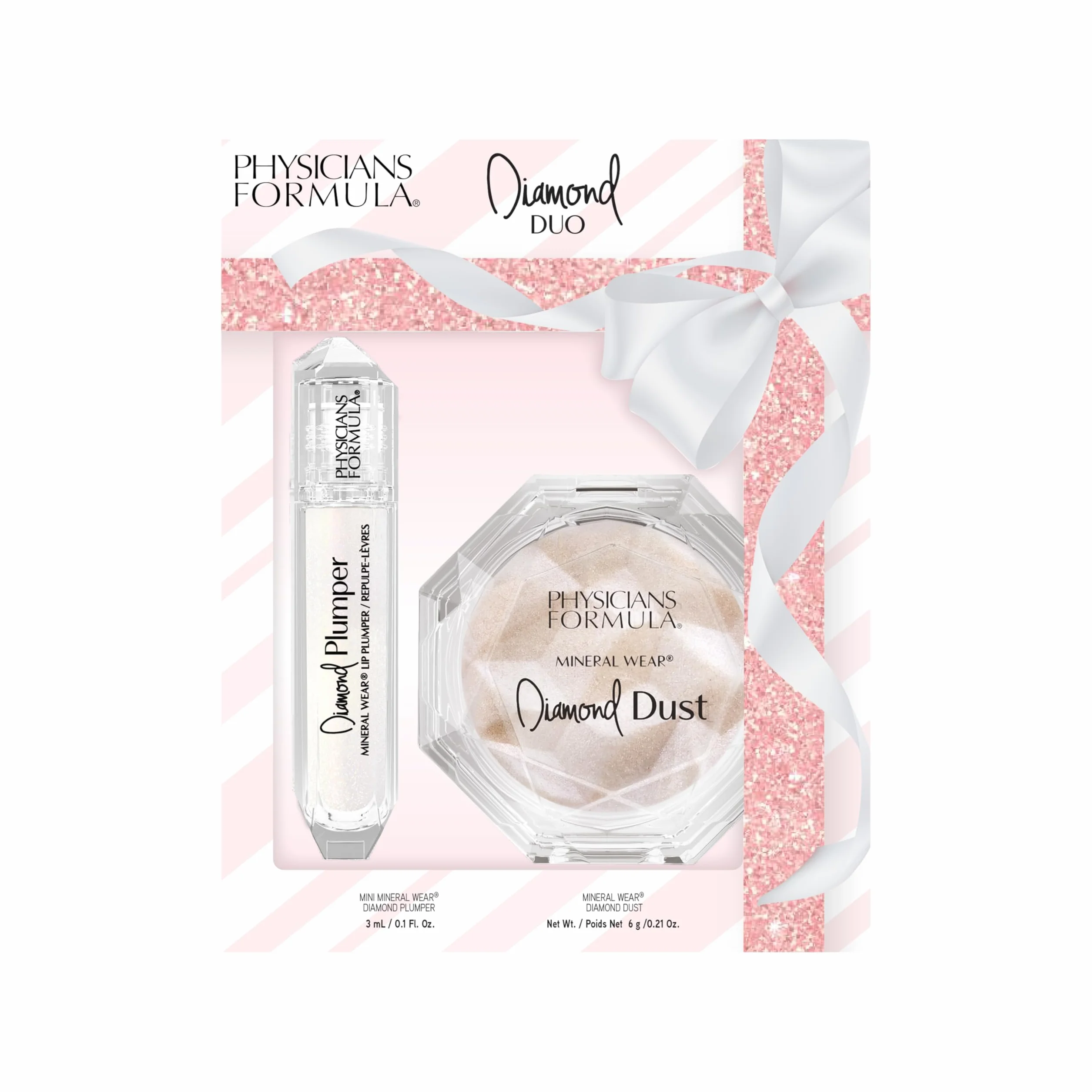 Physicians Formula Mineral Wear Diamond Duo Set, Makeup Set con Cipria Trasparente Fissante e Rimpolpante Labbra, Formule Nutrienti con Minerali Illuminanti e Vitamina E per un Makeup Luminoso