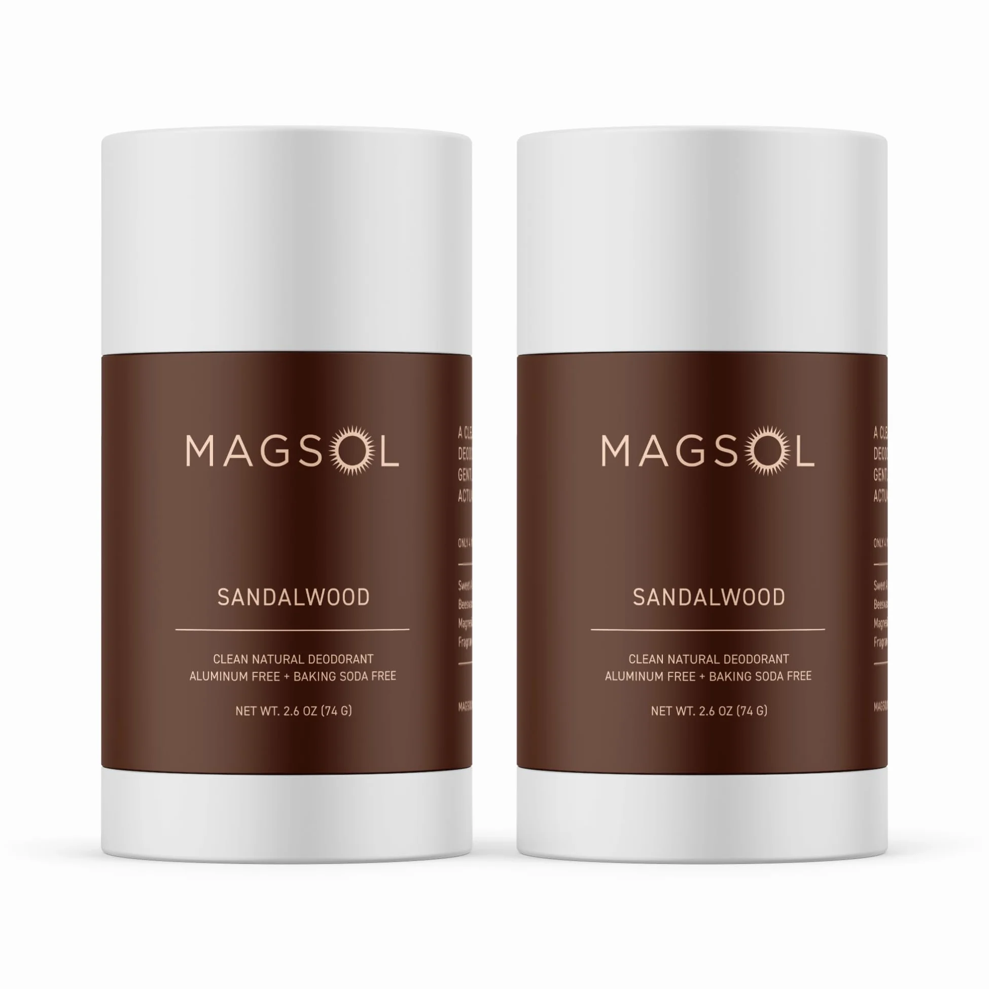 MagSol Organics Magsol - Deodorante naturale da uomo, deodorante senza alluminio per donna (confezione da 2) (legno di sandalo)