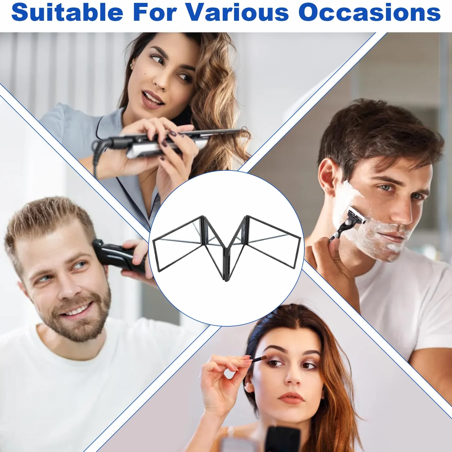 Specchio Pieghevole 360° Portatile per Trucco e Taglio Capelli