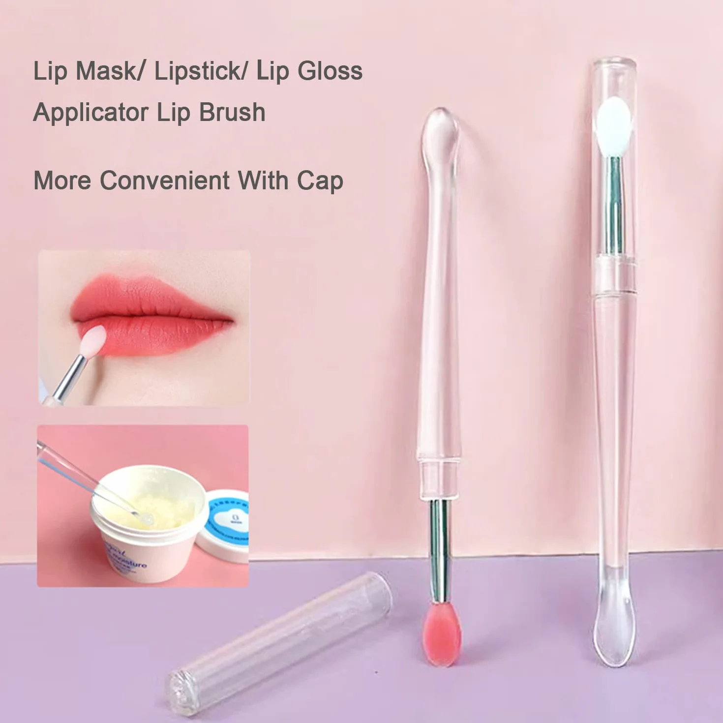 Mini spazzola per labbra con cappuccio, applicatore portatile in silicone riutilizzabile per rossetto, bacchette per lucidalabbra