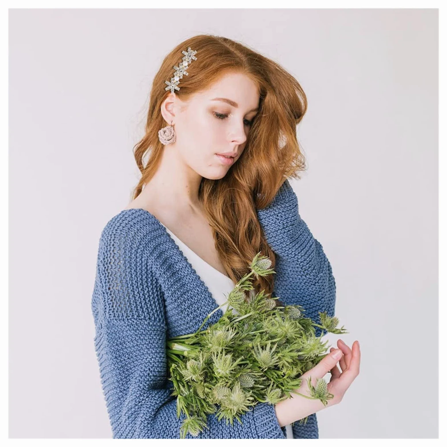 Accessori for capelli Sposa Pettine for capelli da sposa Fermagli for capelli in metallo 6 pezzi Fermagli for capelli con strass Lucido Natale Fiocco di neve Barrettes Perle di cristallo Copricapo da