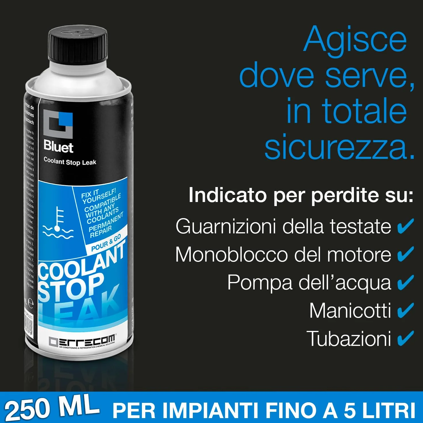 ERRECOM Bluet Turafalle 250 mL Perdite Liquido Radiatore Impianti Raffreddamento Auto Moto