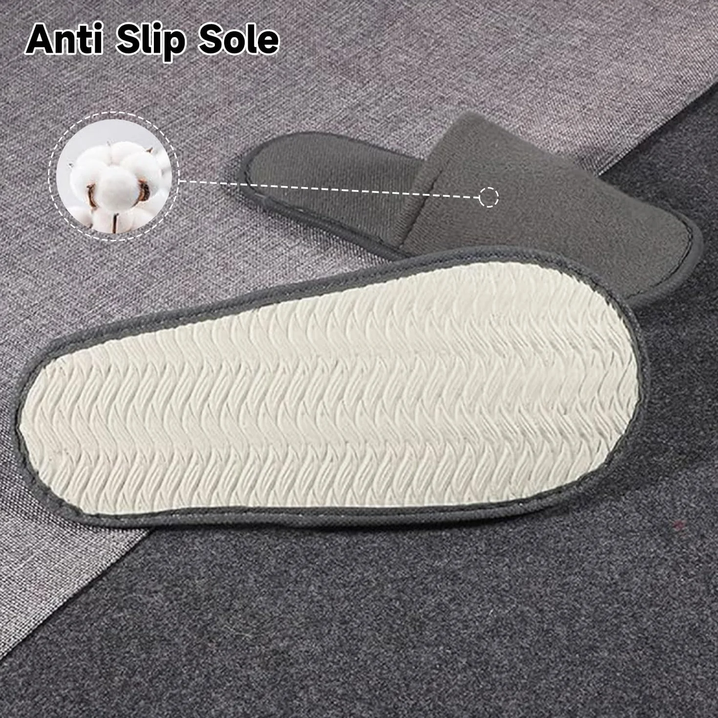 Pantofole Usa e Getta Antiscivolo, Ciabatte Ospiti, Pantofole Chiuse, Ciabatte Monouso per Hotel, Casa, Viaggi, Misura Universale, Grigio+Bianco, 4 Paia