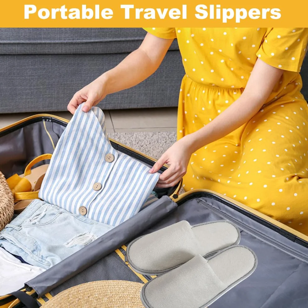 Pantofole hotel, Non Monouso pantofole ospiti lavabili Riutilizzabile ciabatte ospiti ciabatte da viaggio Anti-Slip pantofole