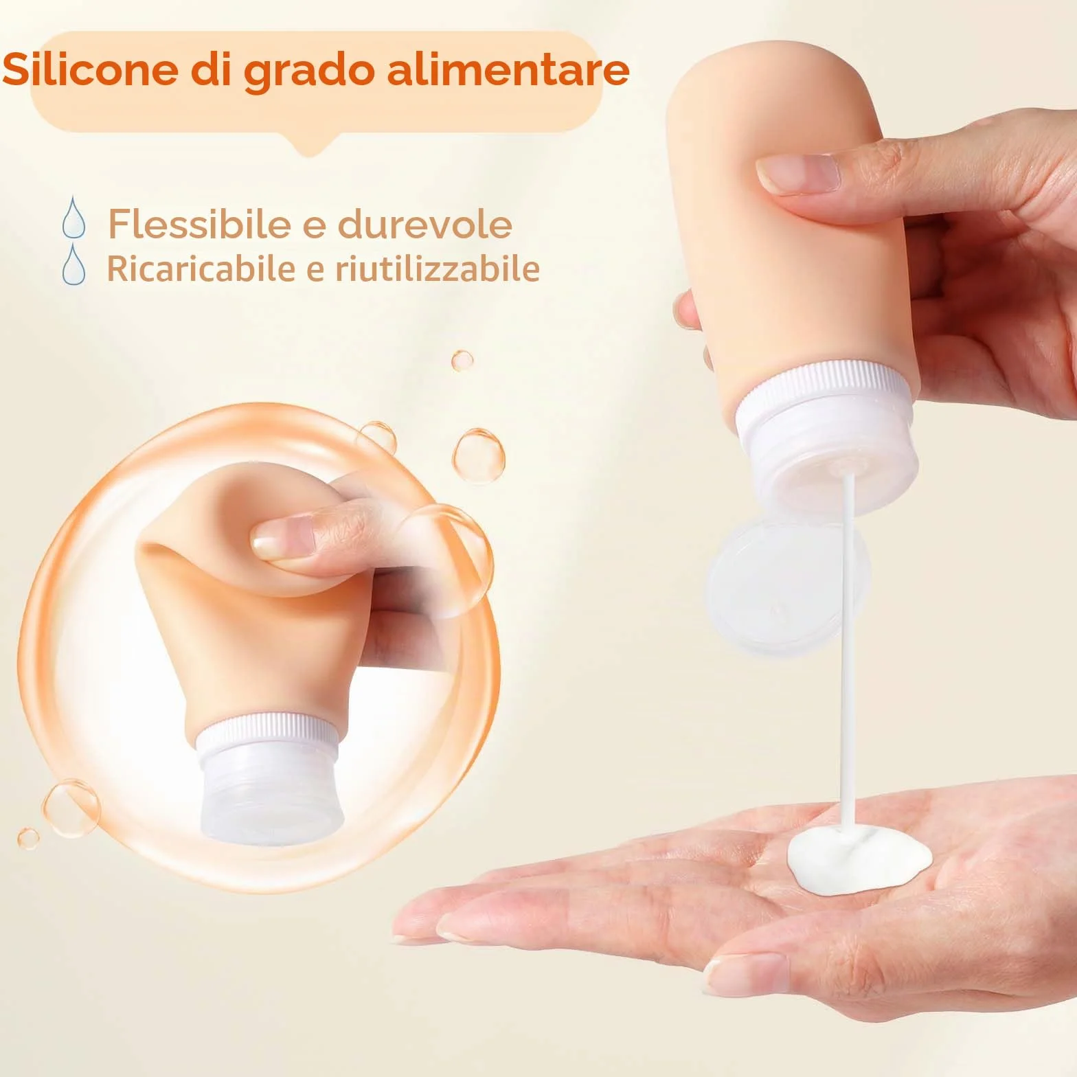 Diboniur Flaconi da Viaggio in Silicone 4 Pezzi 98ml per Shampoo Crema Lozione