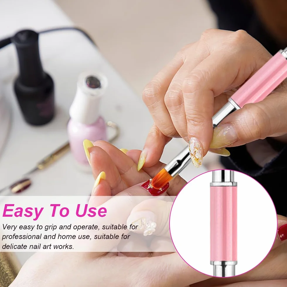 Dual-ended Nail Art Penna, 2 Pcs Pennello Gel Unghie Ricostruzione, 2 in 1 Nail Art Brush