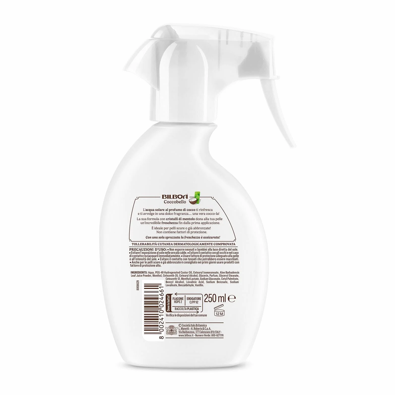 Acqua Solare Spray Rinfrescante con Cristalli di Mentolo e Profumo di Cocco 200 ml