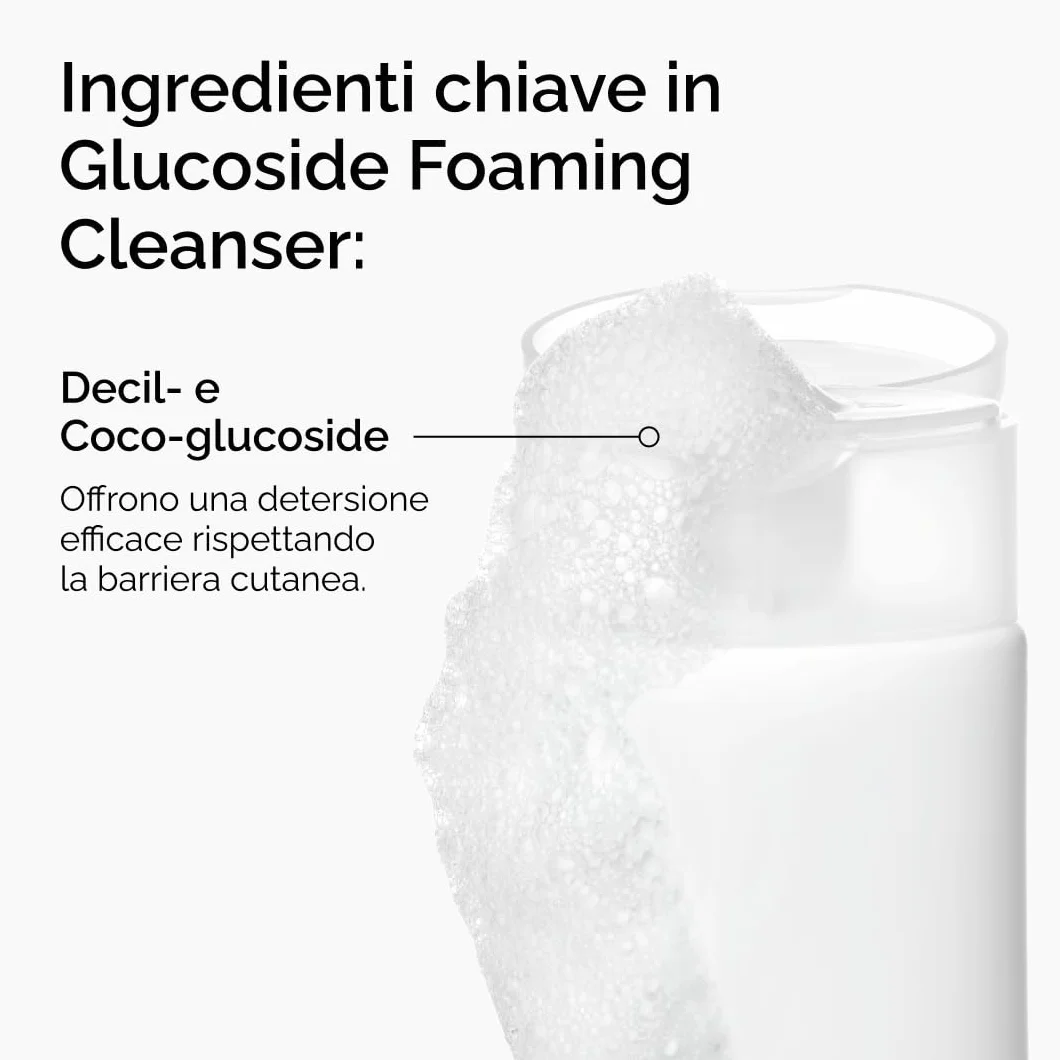 The Ordinary Glucoside Foaming Cleanser, Detergente viso schiumogeno glucosidi, Delicato per tutti i tipi di pelle, anche delicata, 150ml