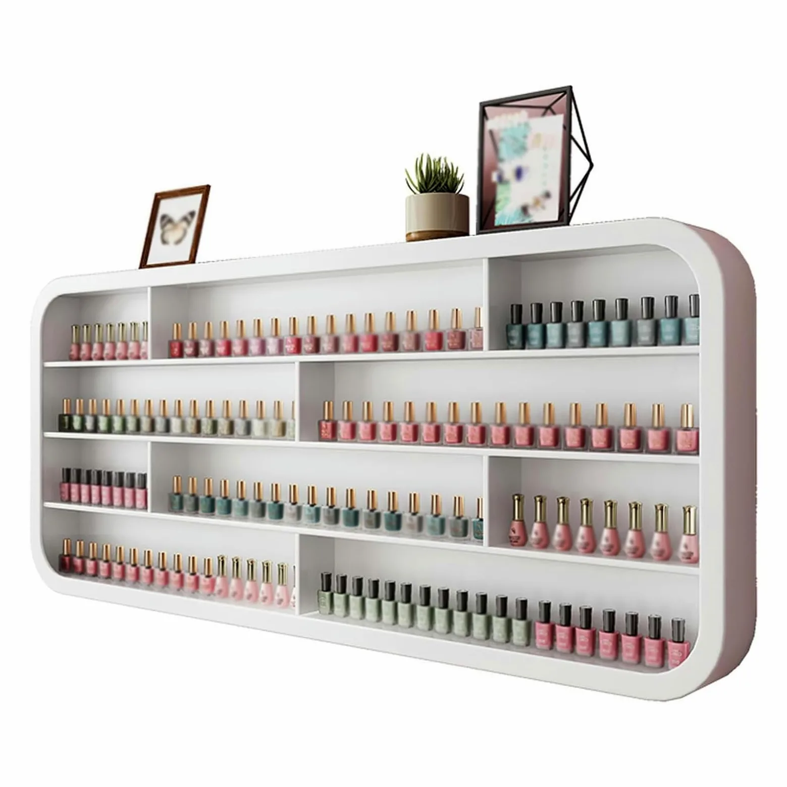 Porta Smalti Bianco Beauty, Mensola Moderna da Parete per Esposizione Smalti, Organizer Elegante per Profumi per Salone di Bellezza e Casa,1.0m/39.4in