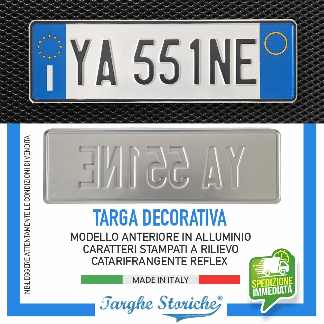 Targa Decorativa Alluminio Catarifrangente Lettere e Numeri Rilievo Personalizzabile Made in Italy