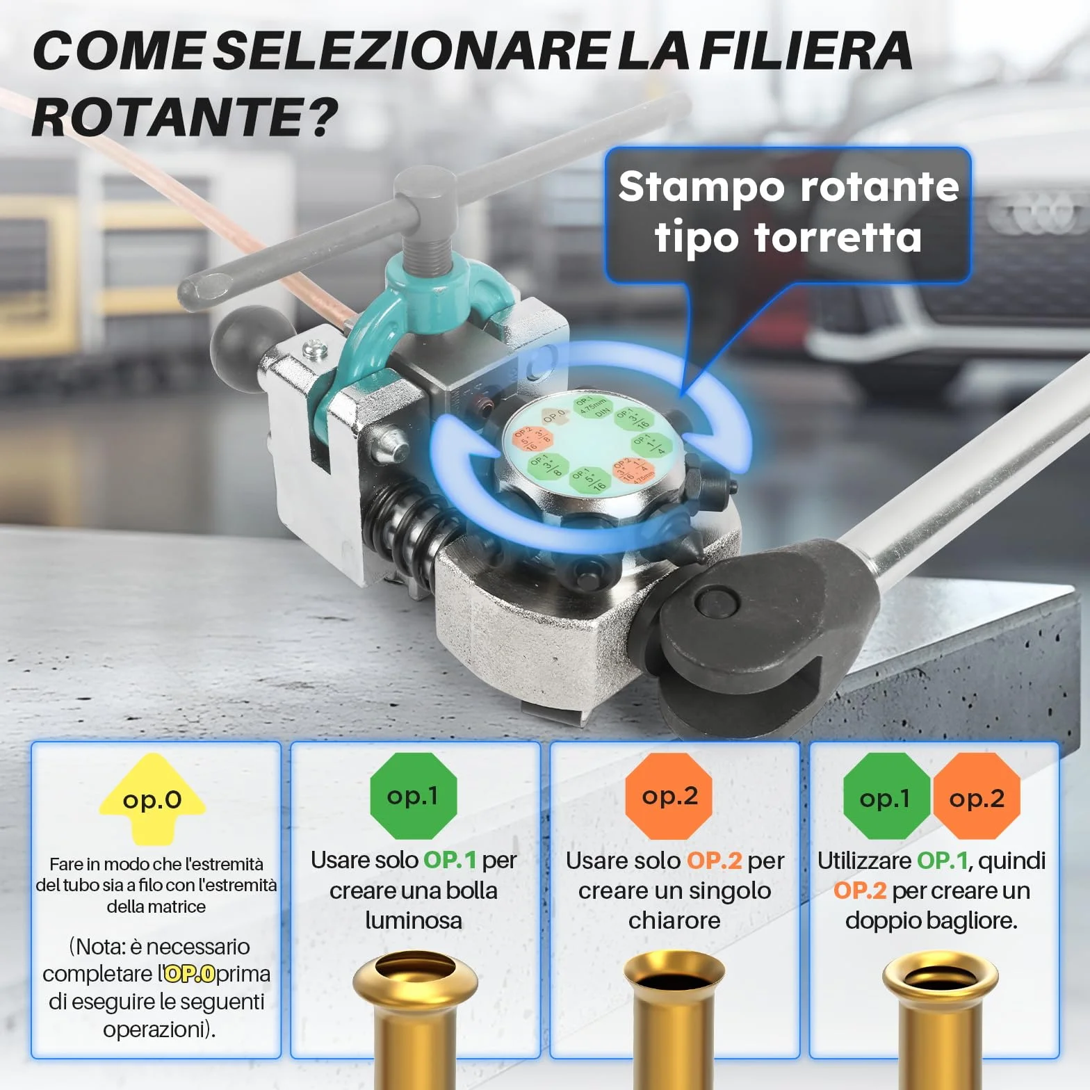 KAISAL Kit Svasatura Tubi Freno 45 Gradi Utensile Svasare Tubi Ø 4,75-9,5mm Semplice Bolla Doppia