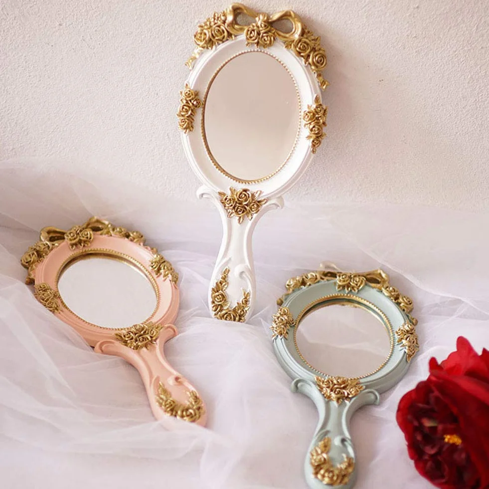 Specchio da mano vintage oro rosa compatto da viaggio regalo