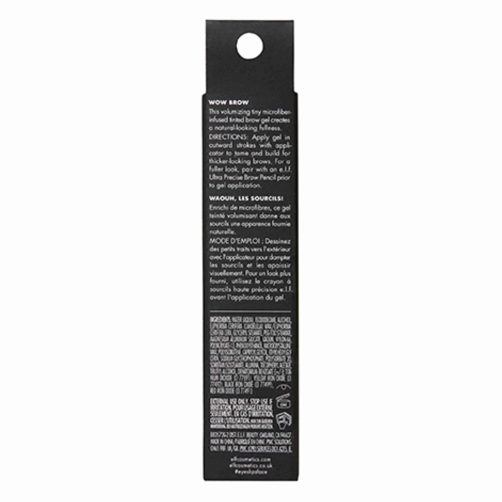 e.l.f. Wow Brow Gel, volumizzante, modulabile, ibrido cera-gel, crea sopracciglia piene e voluminose, fissa le sopracciglia, Deep Brown, infuso con fibre, 3,5 g