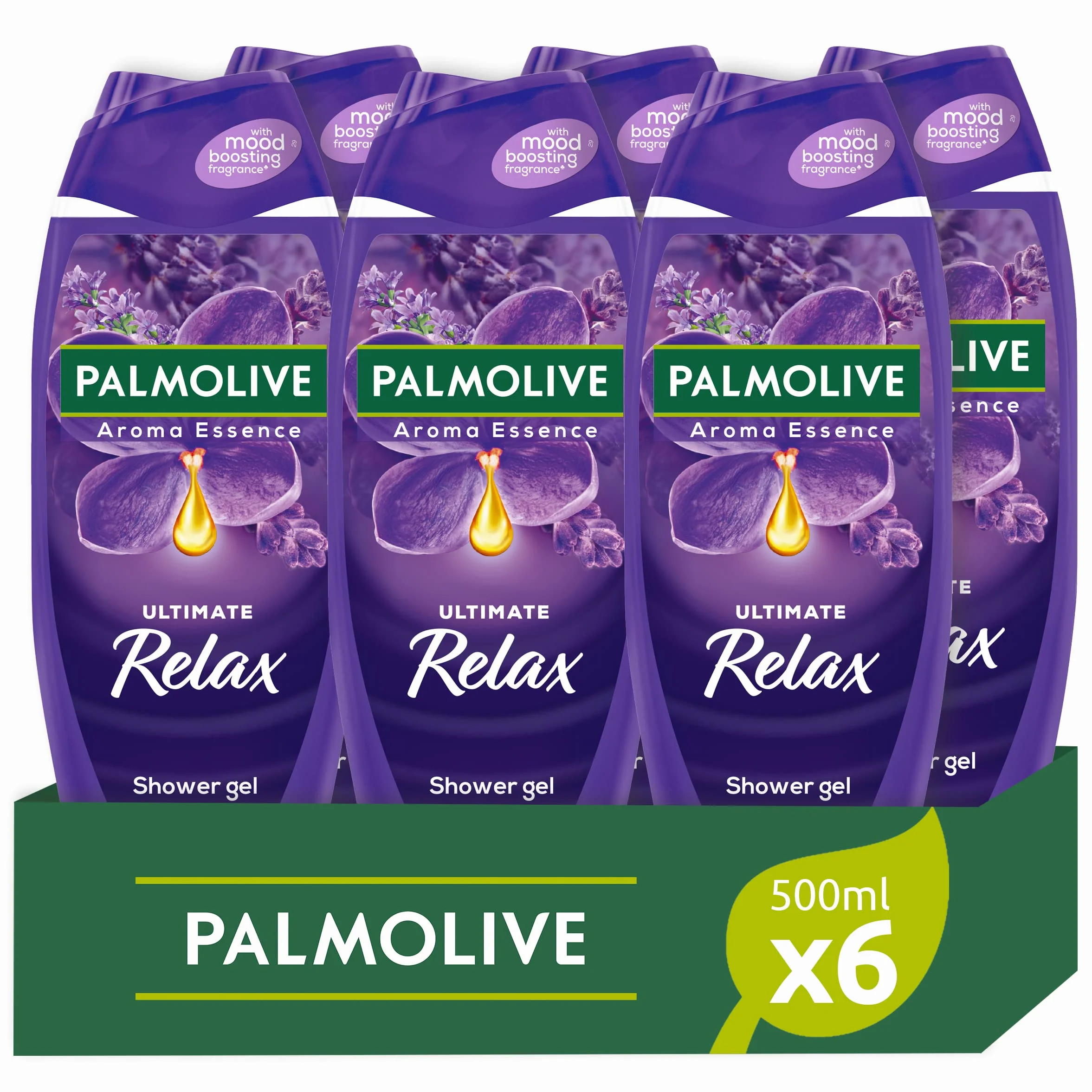 PALMOLIVE Bagnoschiuma Aroma Essence Ultimate Relax 6x500ml, Gel Doccia Aromatizzato, 95% Ingredienti Naturali, Vegano