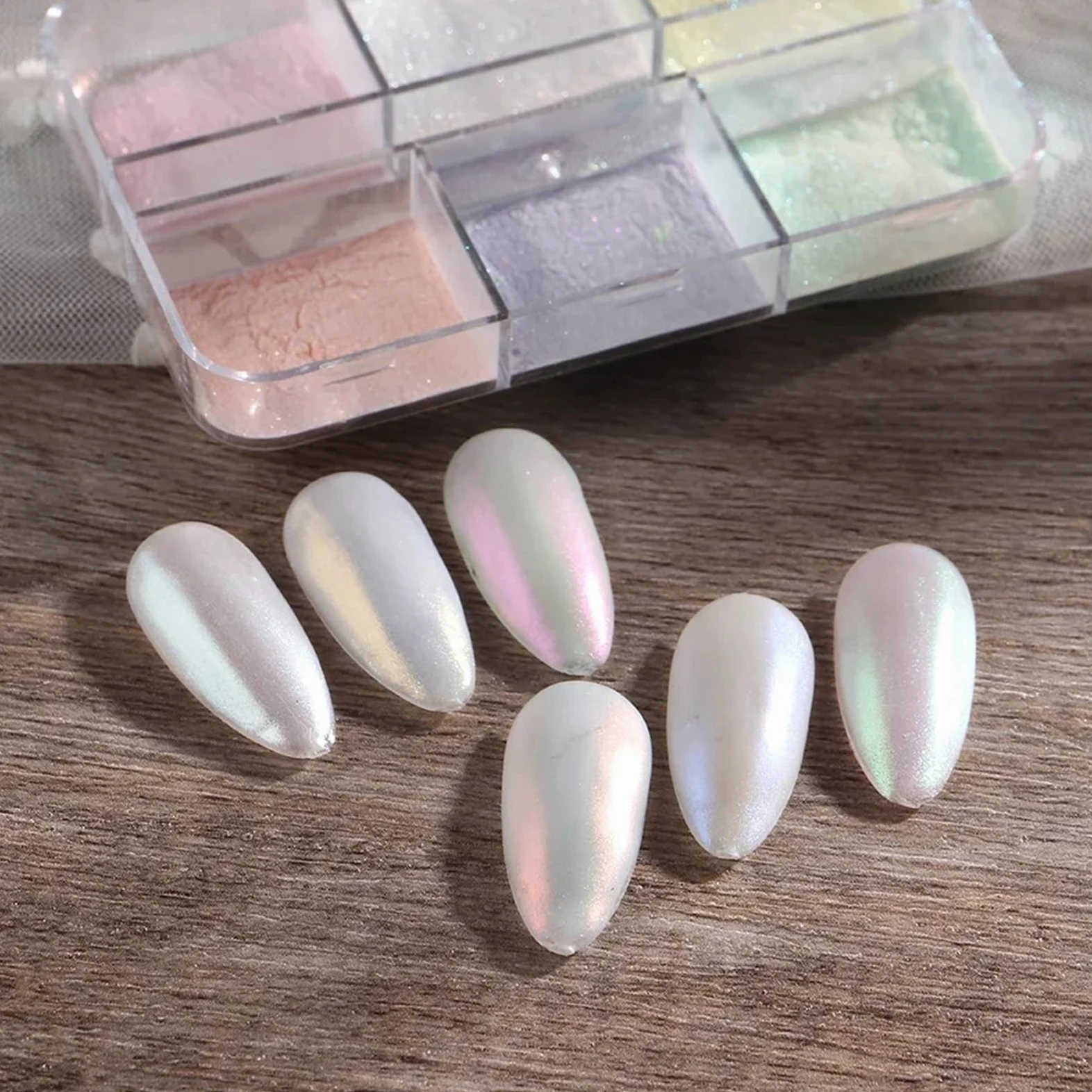 Polvere cromata unghie Polvere for unghie a specchio al chiaro di luna Pigmenti metallici effetto cromo Smalto gel Polvere laser Glitter Aurora Shiny Pearl Nail manicure per Manicure(1909-50)