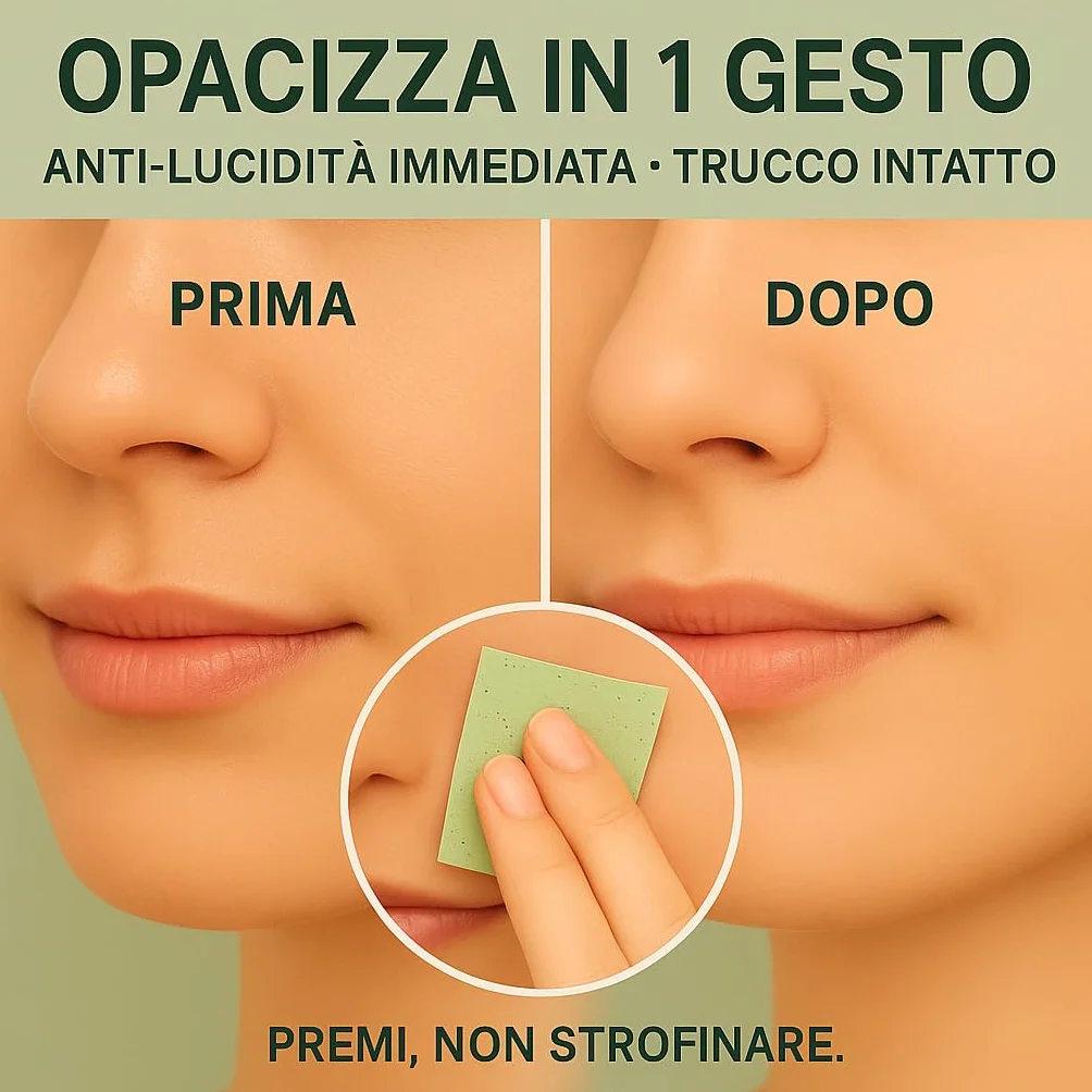 Fogli assorbenti al tè verde, 300 pezzi, anti-lucidità per pelli grasse