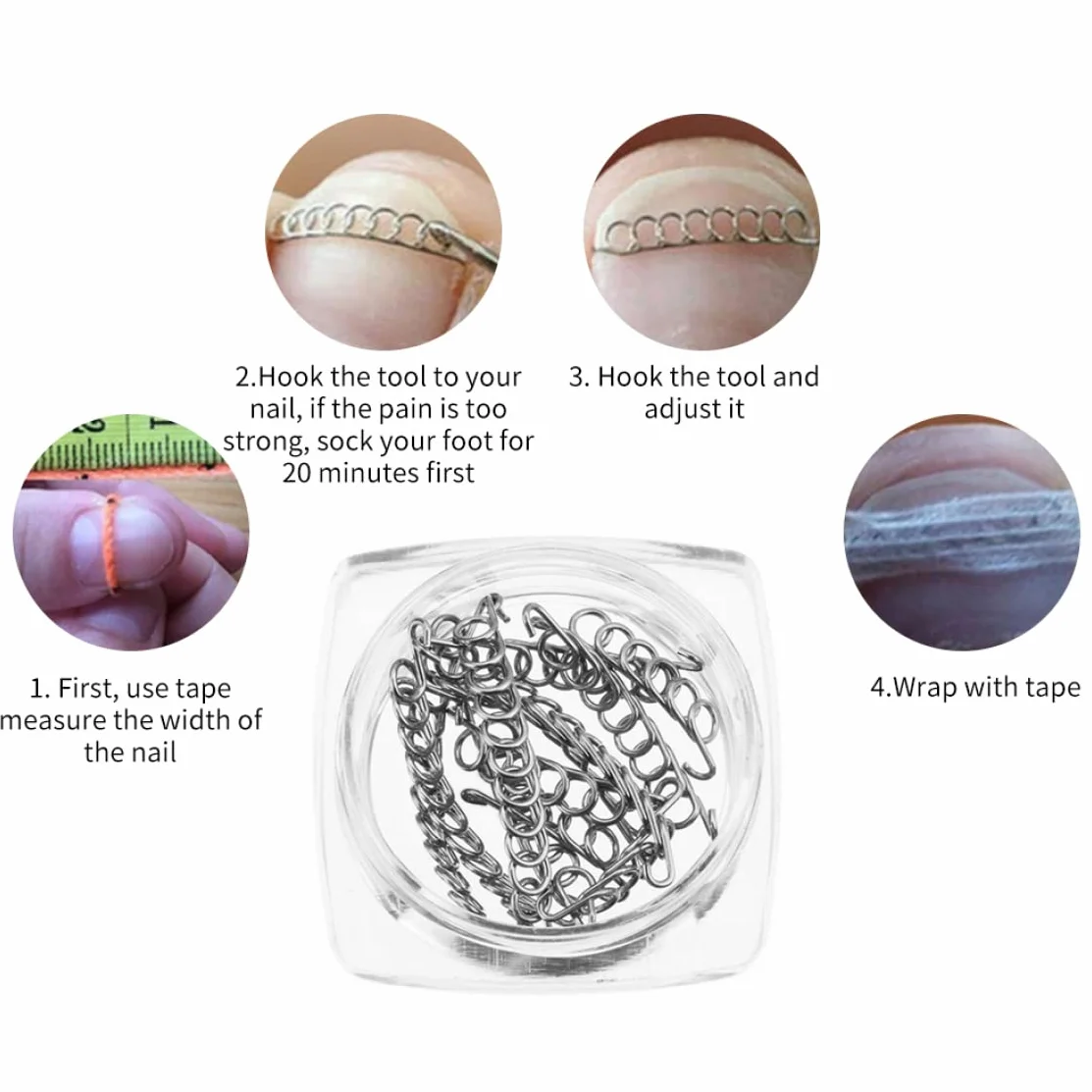 Filo correttore di punta incarnita, filo di correzione dell'unghia del piede Ingrimato di pedicure utensile inossidabile Recupero di unghie in acciaio inossidabile correttore 12pcs 12pcs