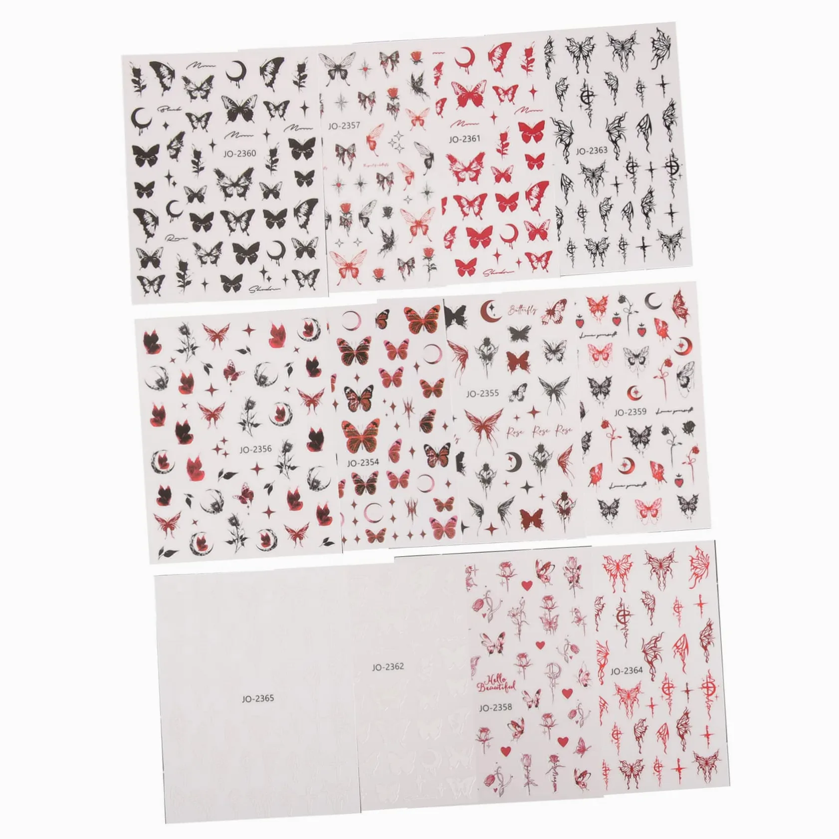 BESTYASH 5 Set Adesivo A Farfalla Scuro Giglio Carino Per Adesivi Uv Etichetta Guidato Arte Rapido Premere- Unghie Dei Piedi 12 Fogli*5