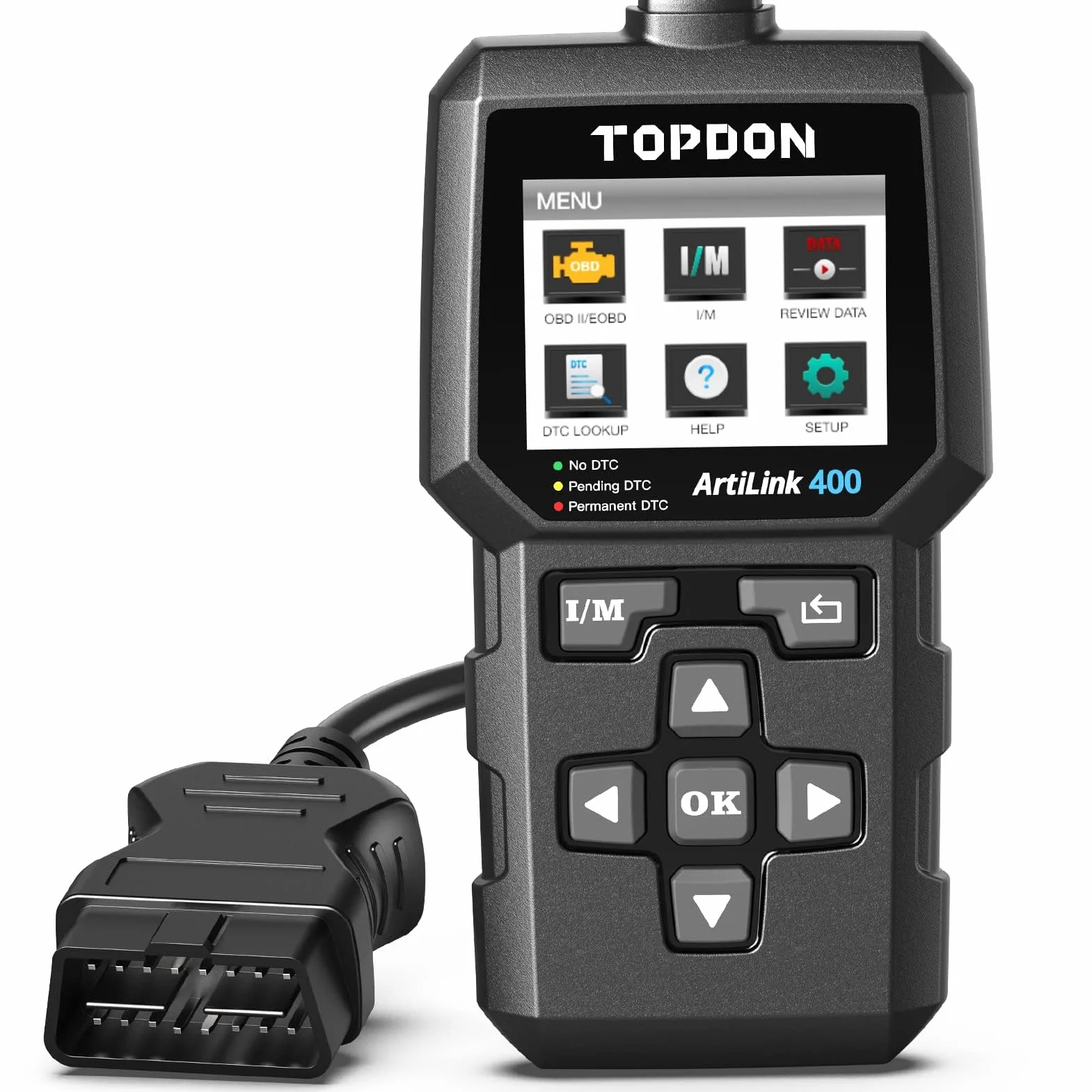 TOPDON Lettore di codici OBD2 AL400, 10 funzioni OBD2, spia del motore del controllo, test delle emissioni, test del sensore O2, EVAP, aggiornamento gratuito a vita