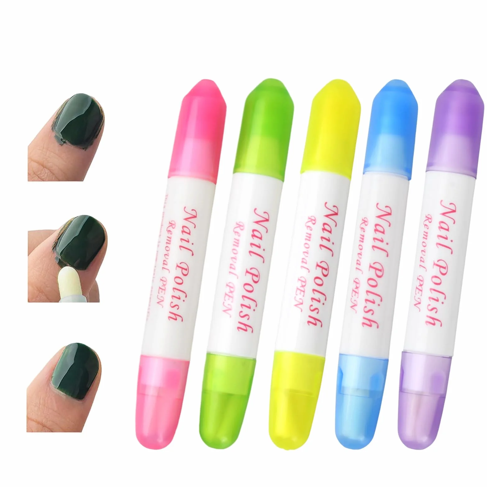 5 Pezzi Penne Correggi per Smalto Unghie con 15 Punte di Ricambio, Penna per Rimuovere lo Smalto, Penna Correttore per Bordi Delle Unghie, Penna Remover per Smalto, Penna di Correzione per Nail Art