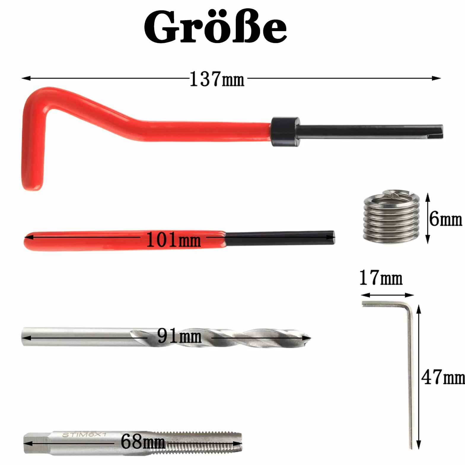 Set di riparazione filettature M6 30 pezzi utensile manuale metrico kit elicoidali