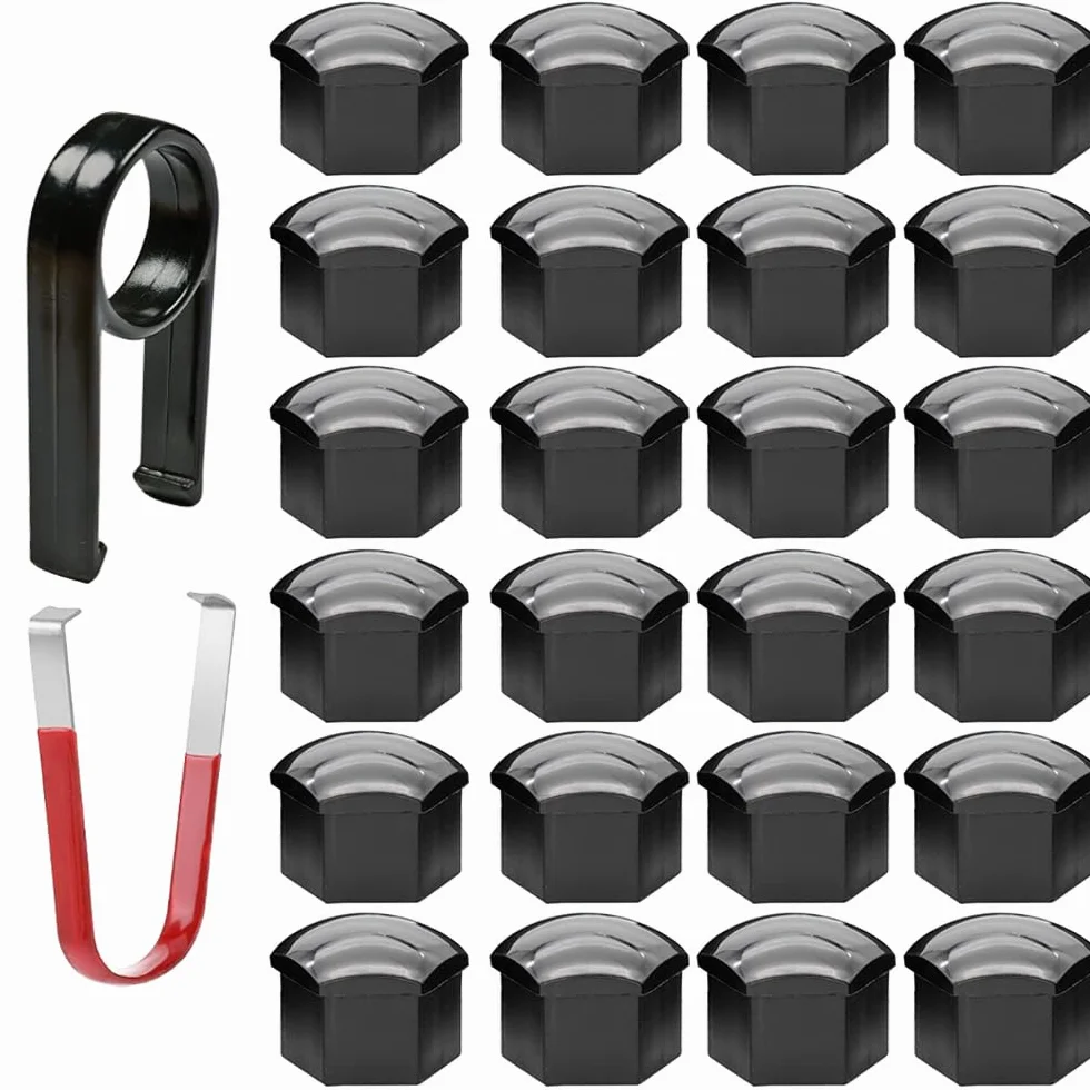 Gebildet 24 Pezzi Copridadi Ruota 17mm Copridadi Bullone Ruota, Copridadi Esagonali per Pneumatici con Set di Strumenti di Rimozione per Auto (Nero)