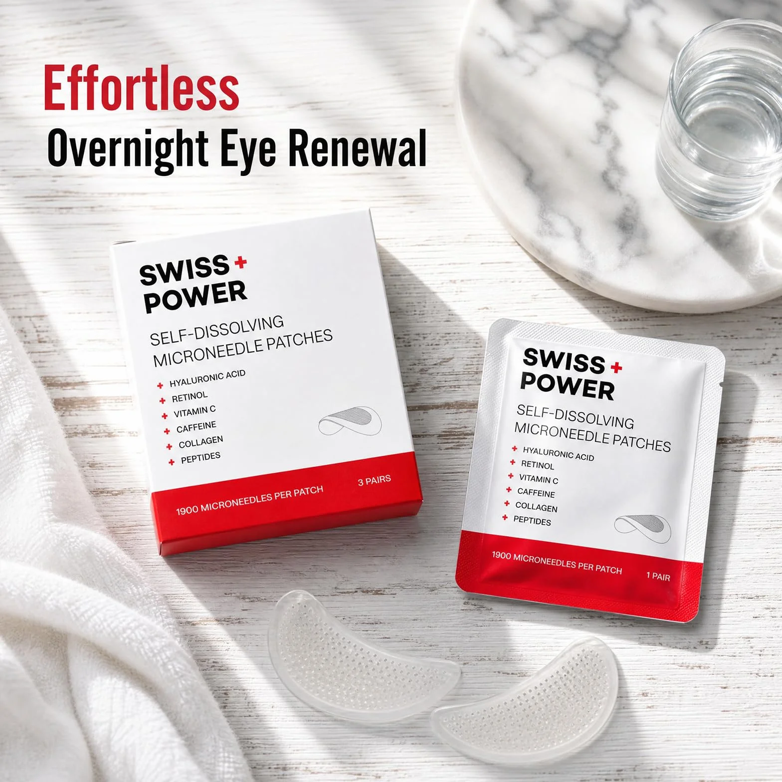 Swiss Power Patch Occhi Con Microaghi, Swiss Power Cerotti Occhi, Idratanti E Rassodanti, Riduce Occhiaie, Borse E Rughe, Patch Contorno Occhi Antirughe Per Una Cura Quotidiana (2 confezione)