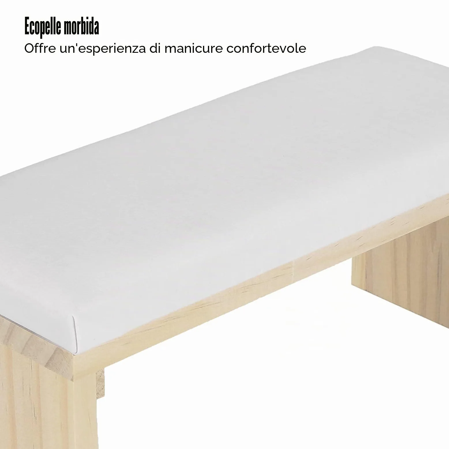 Cuscino per le Mani per Manicure Cuscino per Braccioli per Unghie in Pelle PU Poggiabraccia per Unghie con Staffa in Legno per Uso Domestico e Salone per Manicure(Bianco)