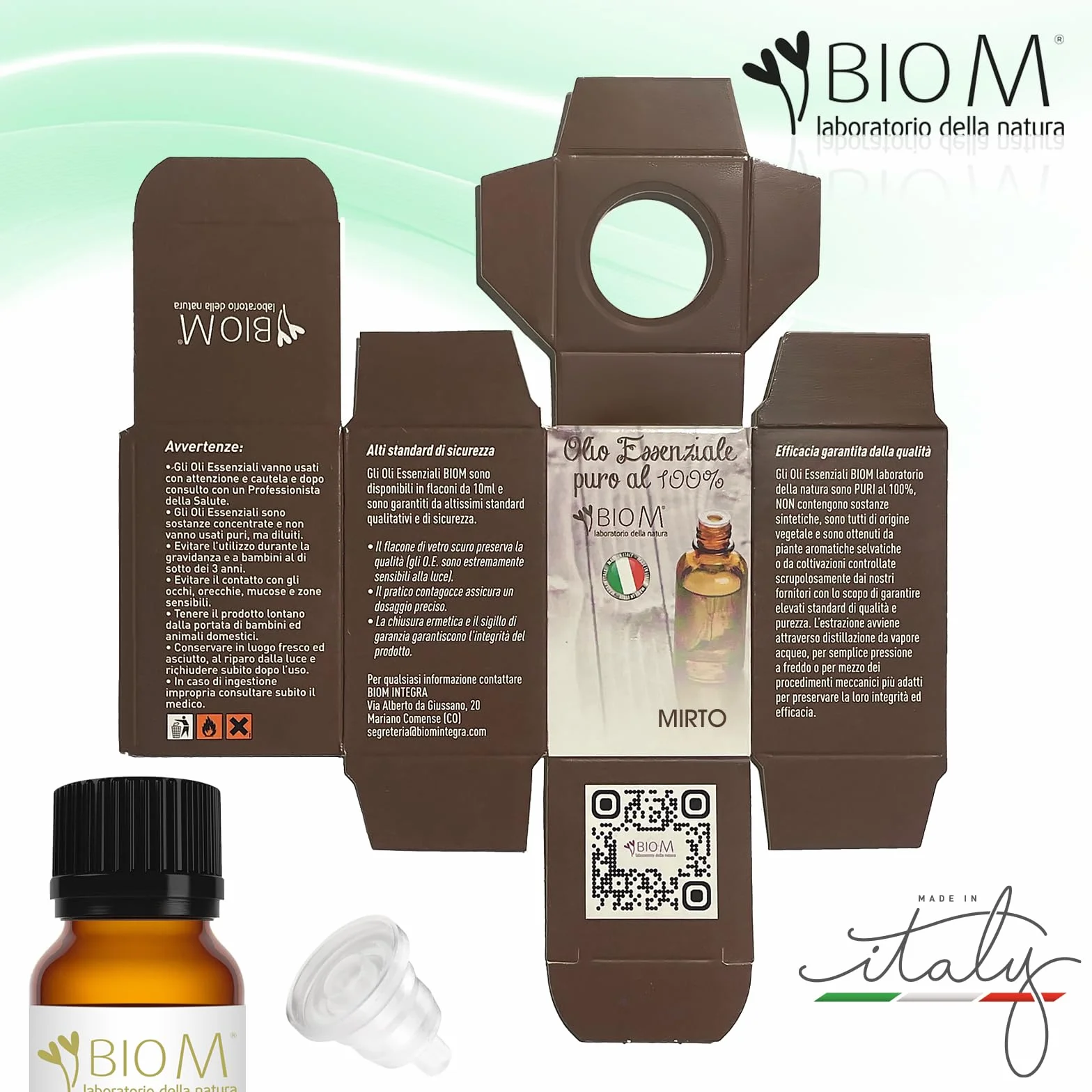 Olio Essenziale di MIRTO PURO BIO 10ml 100% Naturale Italiano per Aromaterapia