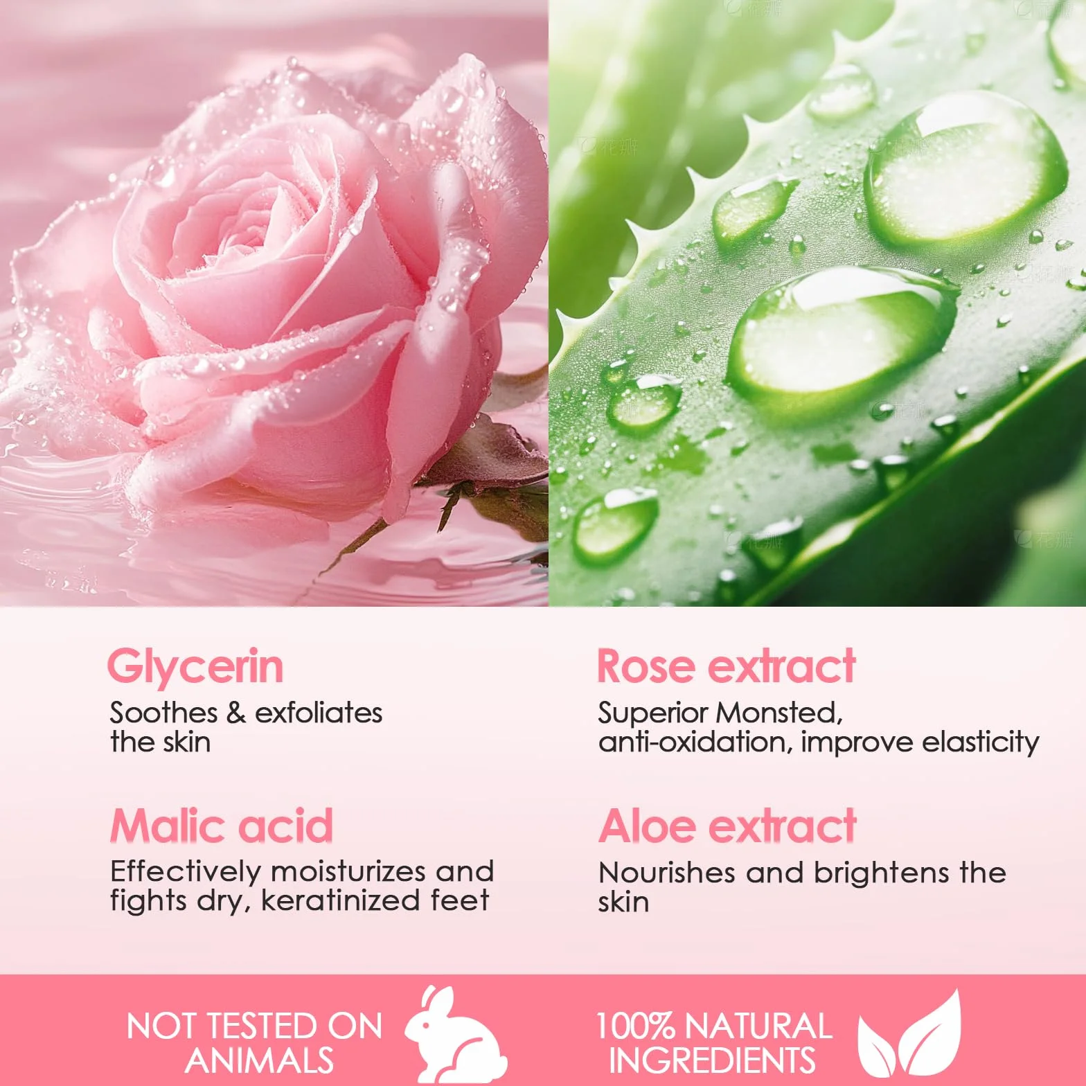 2 Paia Maschera Piedi Esfoliante, Trattamento Peeling Intenso, Peeling Delicato, Trattamento per Talloni Ruvidi, Pelle Liscia, Effetto Idratante Prolungato (Rosa/Aloe)