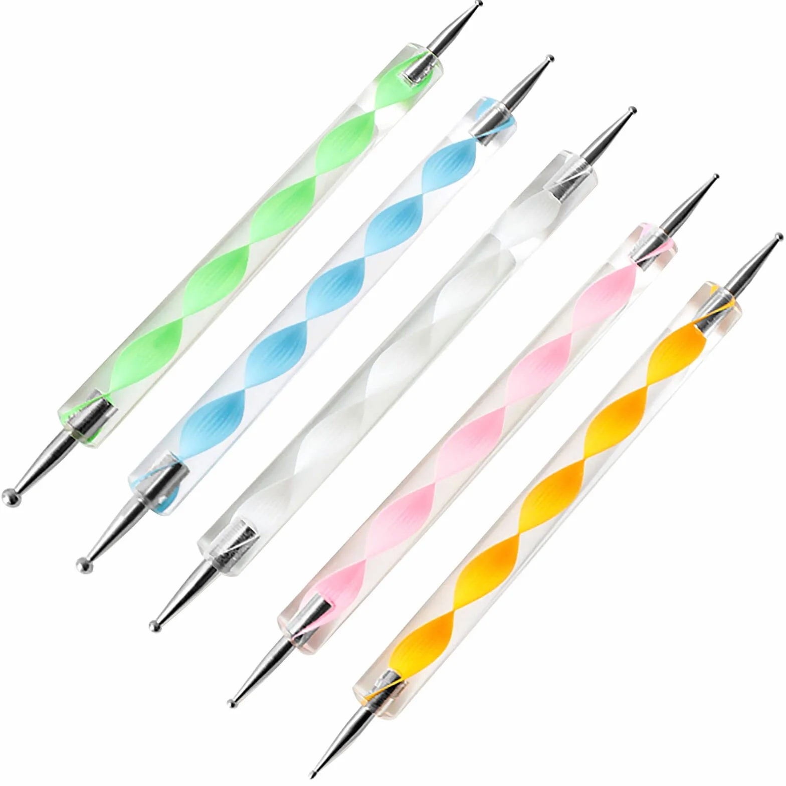 Penne Dotter per Nail Art， Penne per Manicure Attrezzo per Nail Art Nail Art Design Pittura Nail punteggia Detailing Pen，Effetto Marmoreo (5PCS)