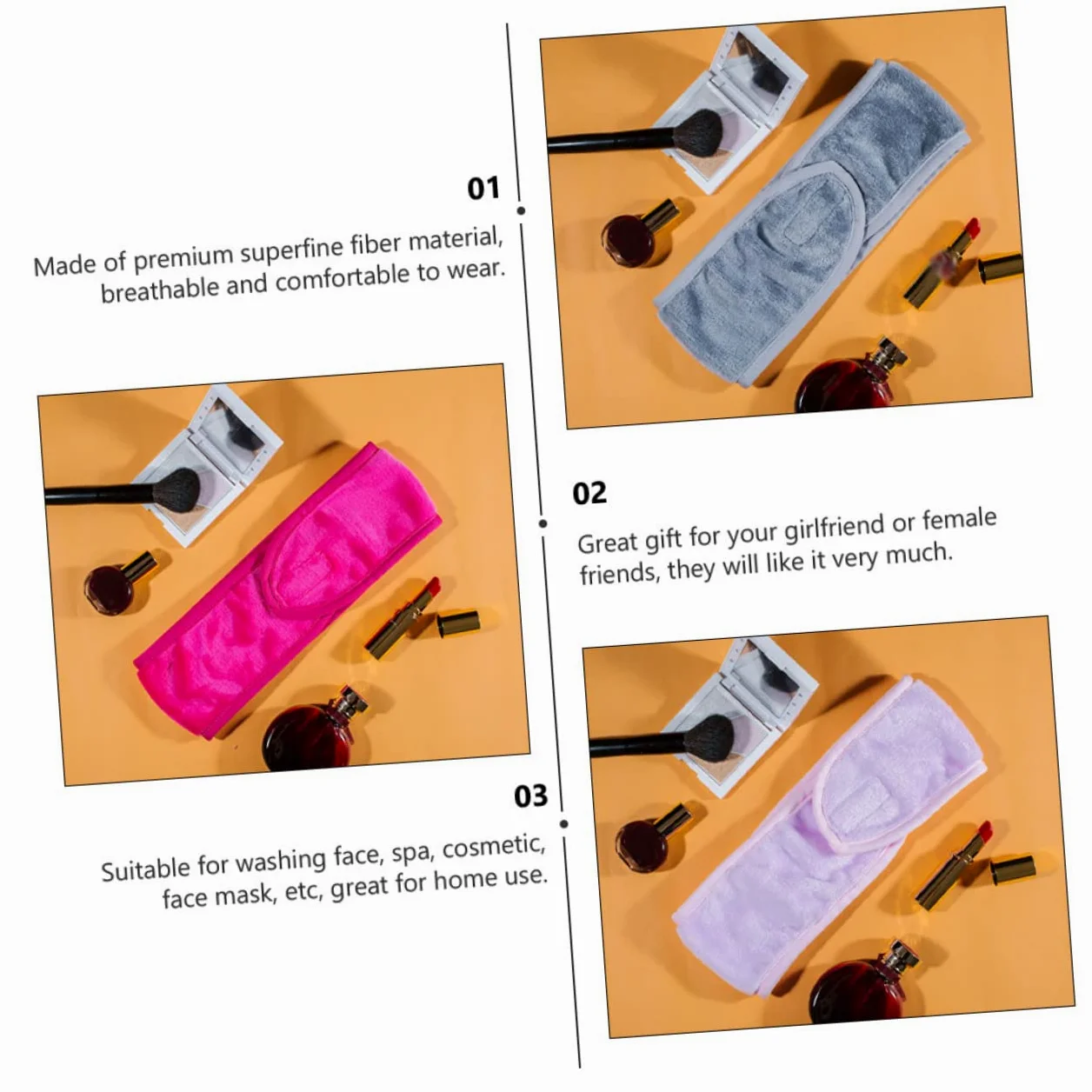 DOITOOL 12pezzi Fasce Per Makeup Microfibra Eleganti Fasce Elastiche Per Lavaggio Viso Trucco e Yoga Per Donne e Ragazze