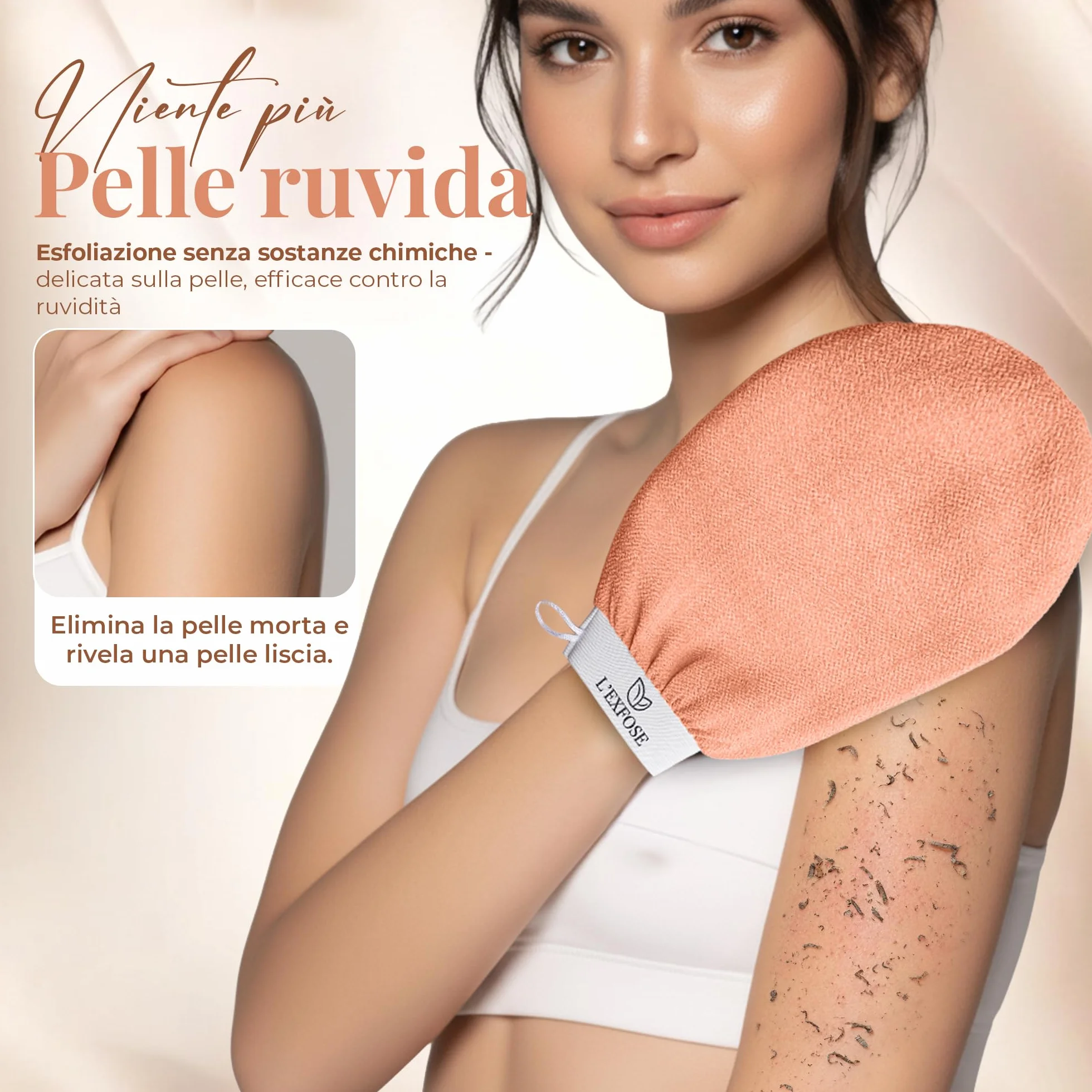 L'Exfose guanto esfoliante corpo in viscosa kessa scrub - rimuove cellule morte e idrata