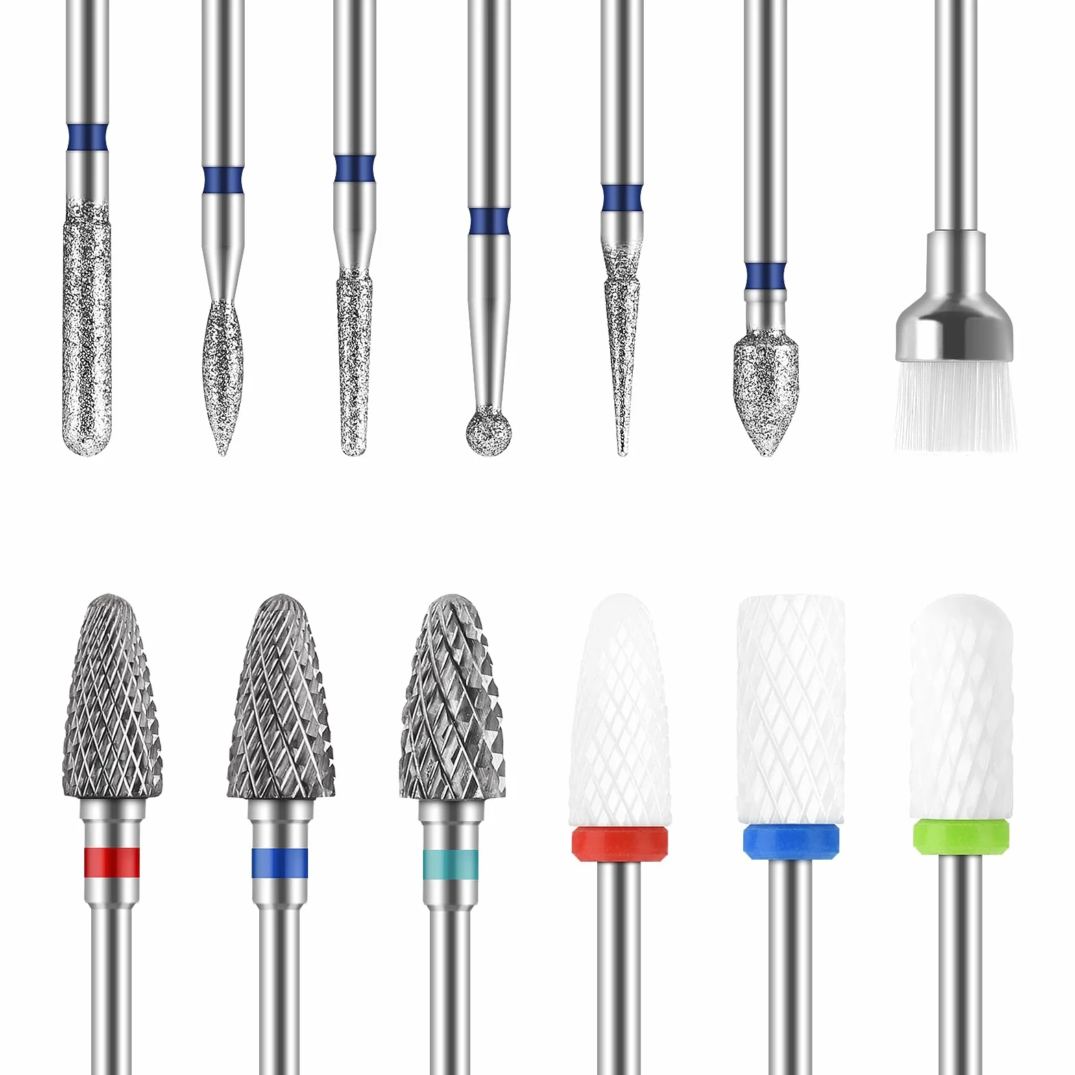 MAQUITA Set 13 pezzi punte levigatrice unghie carburo ceramica tungsteno 3/32" per manicure pedicure