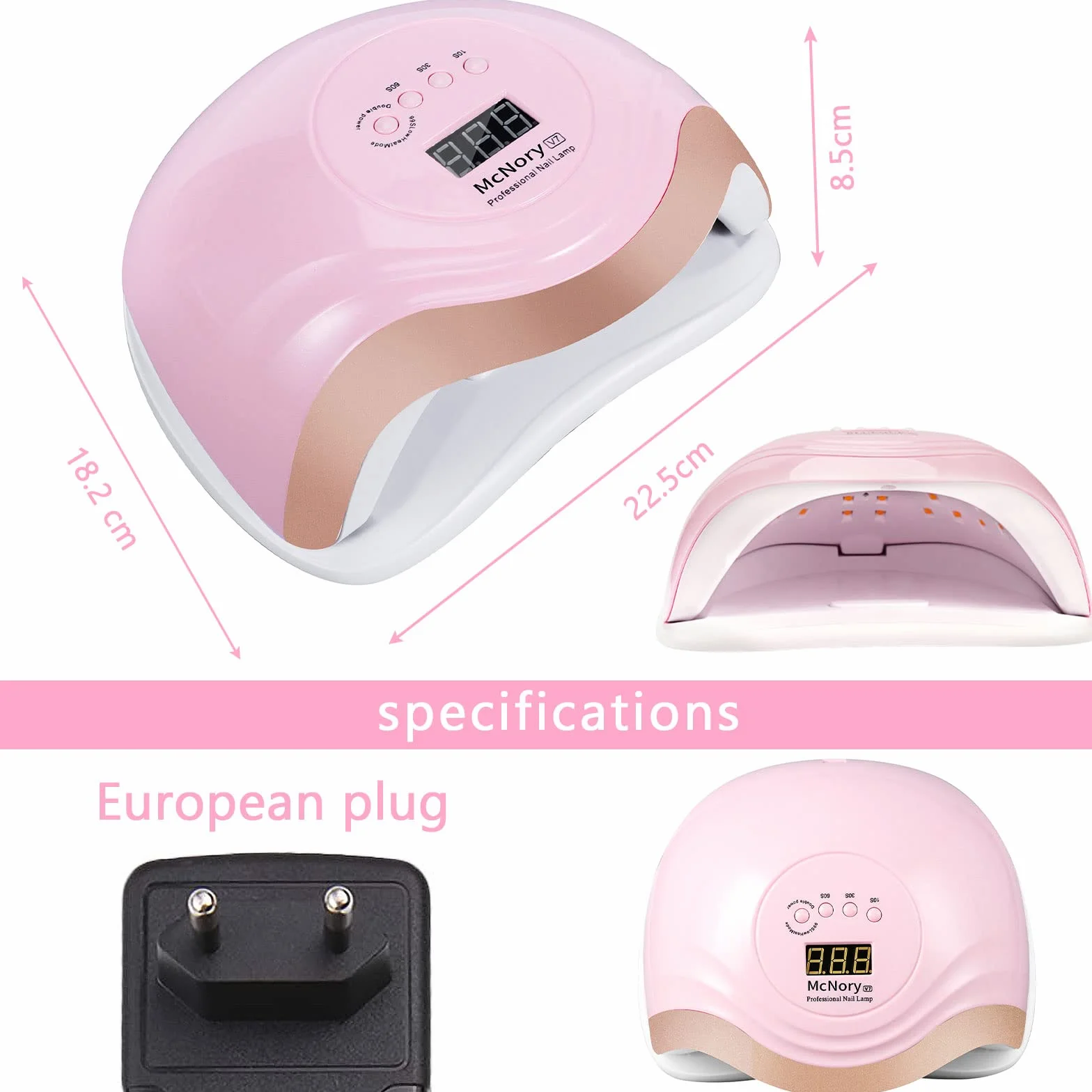 Lampada Unghie LED UV Professionale,168W Fornetto Unghie Può Curare Rapidamente,Sensore Di Avvio Automatico,Timers da 10s/30s/60s/90s,LCD Display Lampada per unghie per Gel Nail Polish Light