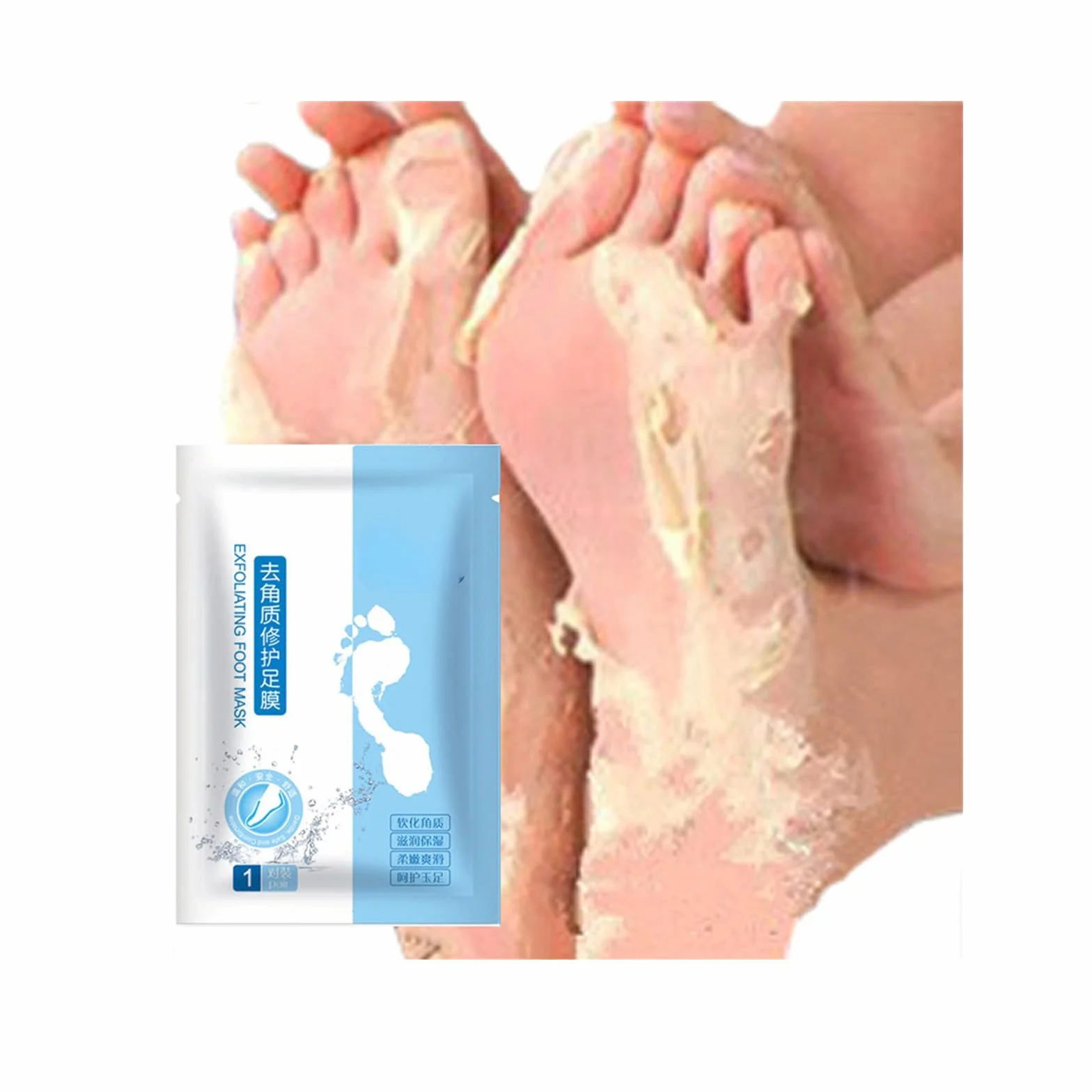 Set di 2 maschere esfolianti per piedi, rimozione della calli naturale, per piedi secchi screpolati, cura dei piedi con cura idratante