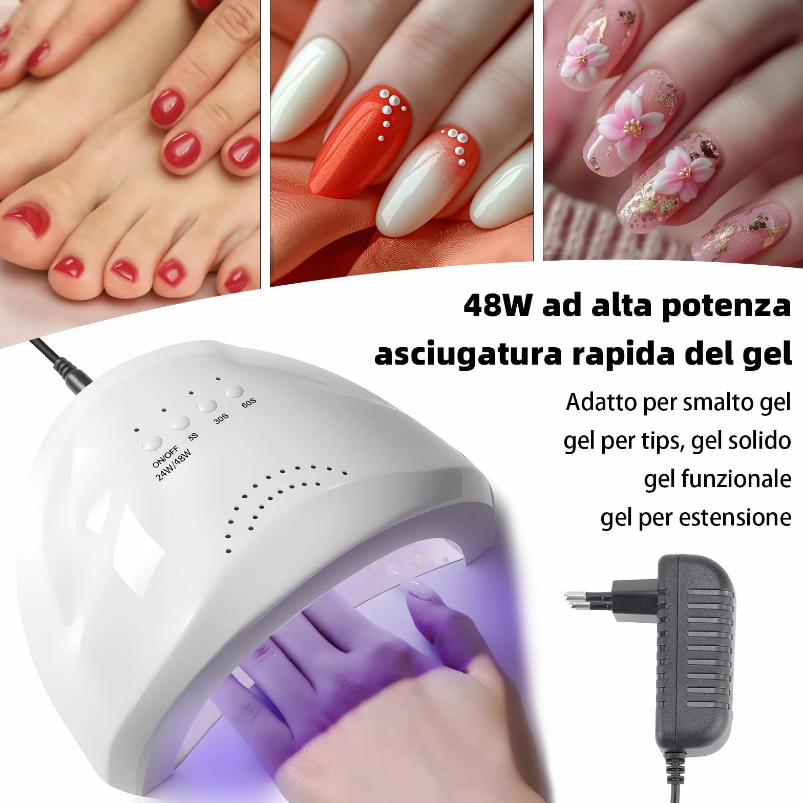 VOLTIX Lampada Unghie UV LED Professionale 48W – Fornetto Unghie Semipermanente con Sensore Automatico e Timer 3 Modalità – Lampada UV LED Unghie Professionale per Gel, Smalto e Ricostruzione