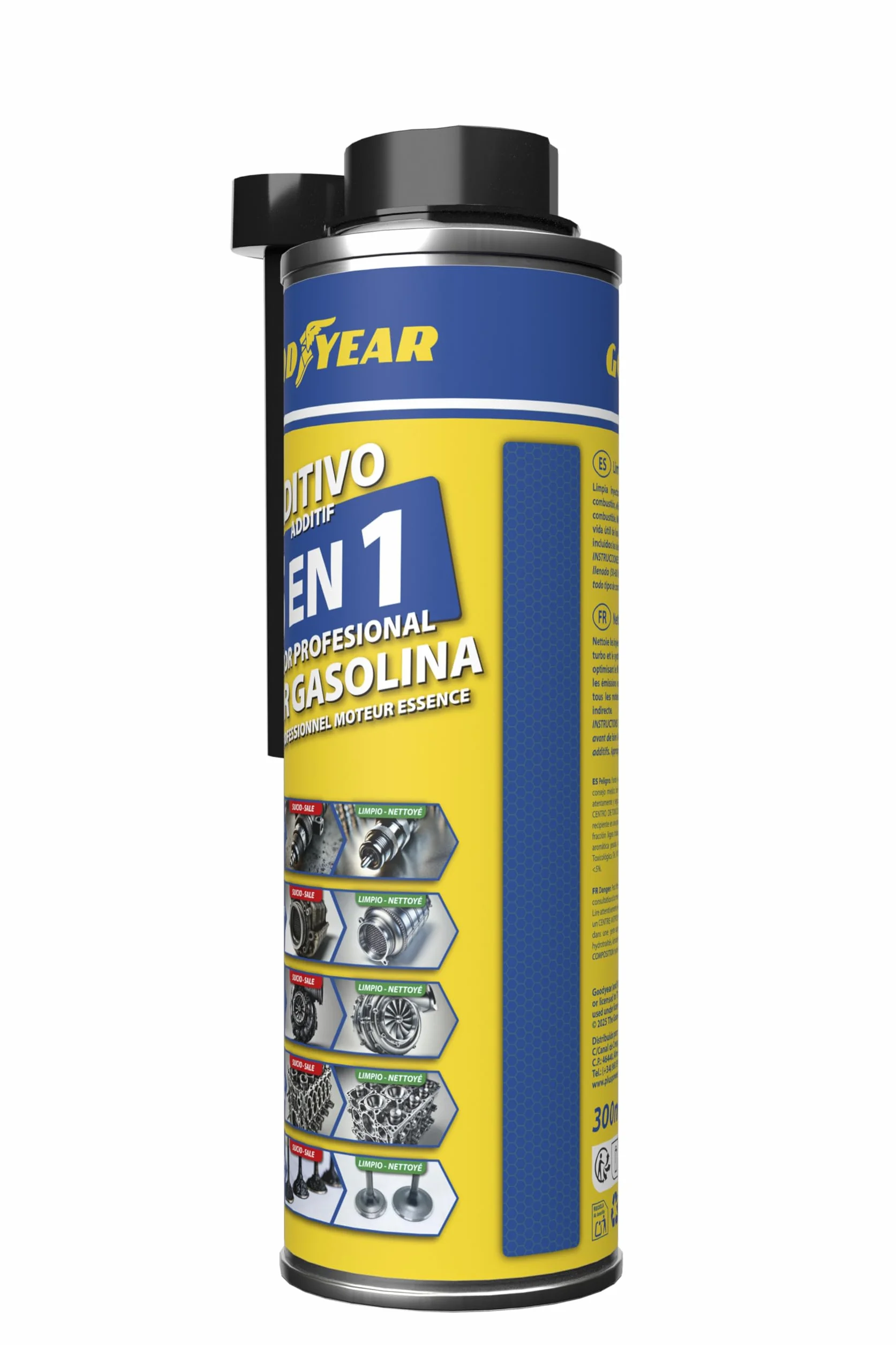 Goodyear Additivo detergente per Motori a Benzina 5 in 1 300 ml Detergente iniettori Turbo catalizzatore