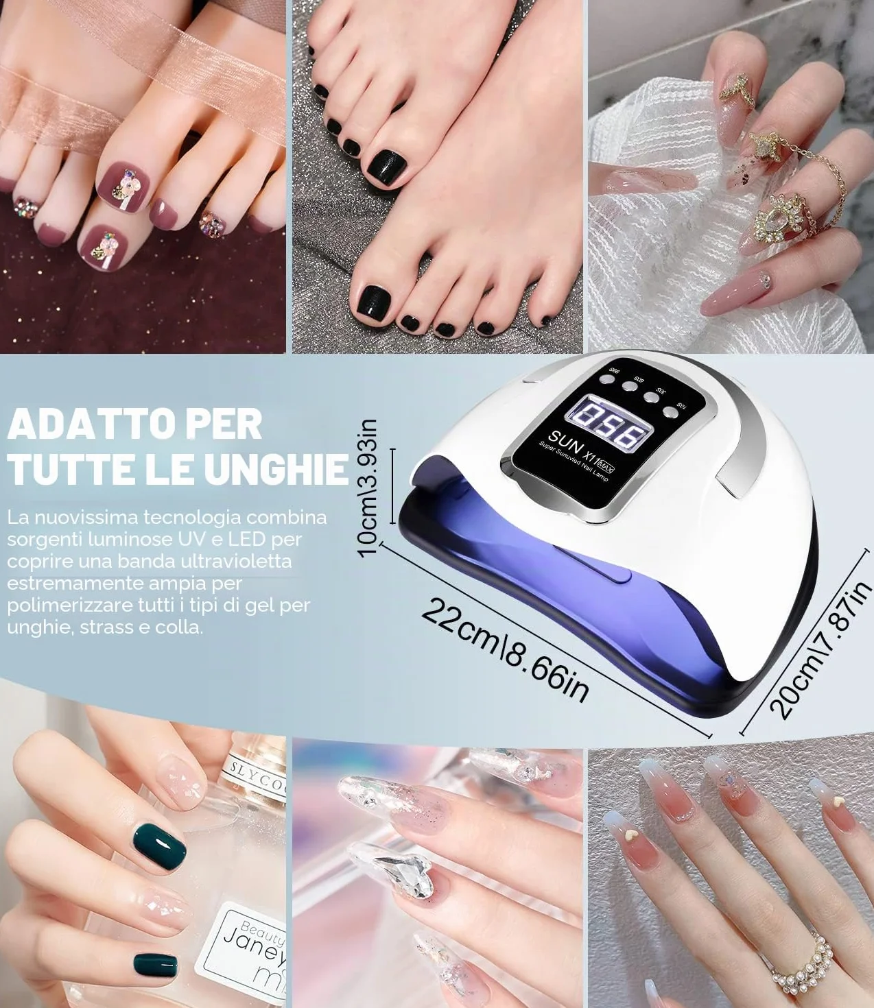 Lampada UV LED Unghie 280W Professionale 66 LED Cura Rapida per Smalti Semipermanenti con Sensore Automatico