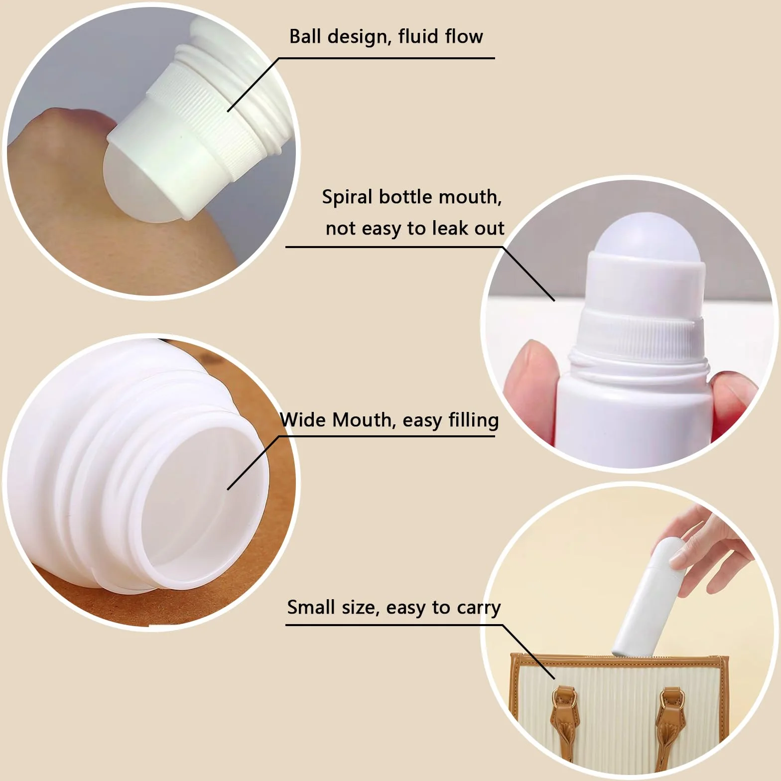 chenyu 10 Pezzi Deodorante Rollon Vuote 50 ml Flaconi Deodorante Roll-On Ricaricabili Adatto per Crema Idratante con Profumo di Protezione Solare Agli Oli Essenziali