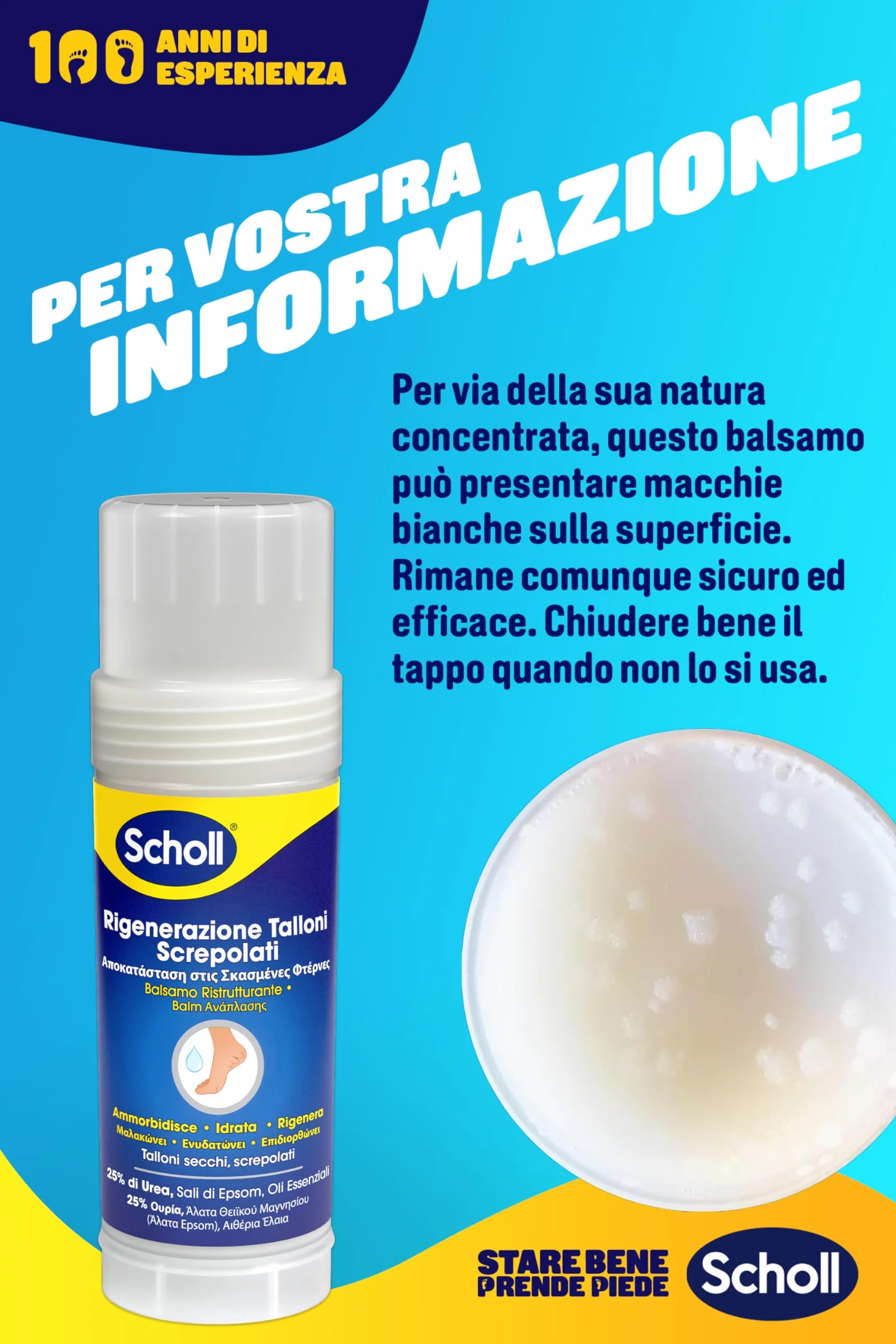 Scholl Balsamo Stick Riparatore per Talloni Screpolati 25% Urea Sali di Epsom Oli Essenziali