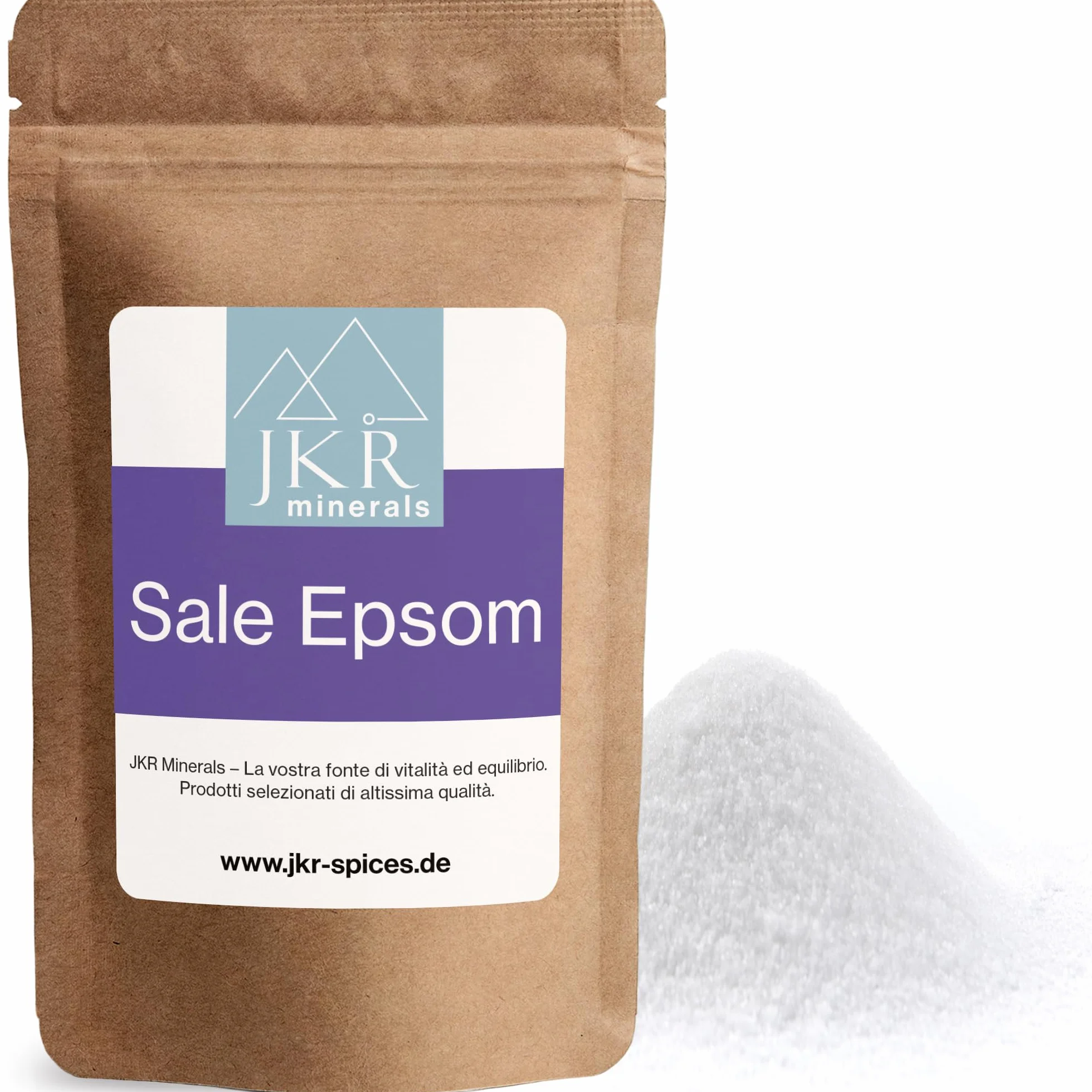 JKR Spices Epsom Salt 200g | Sale di Epsom per uso alimentare | Solfato di magnesio per uso alimentare | MgSO4 in sacchetto richiudibile neutro al CO²