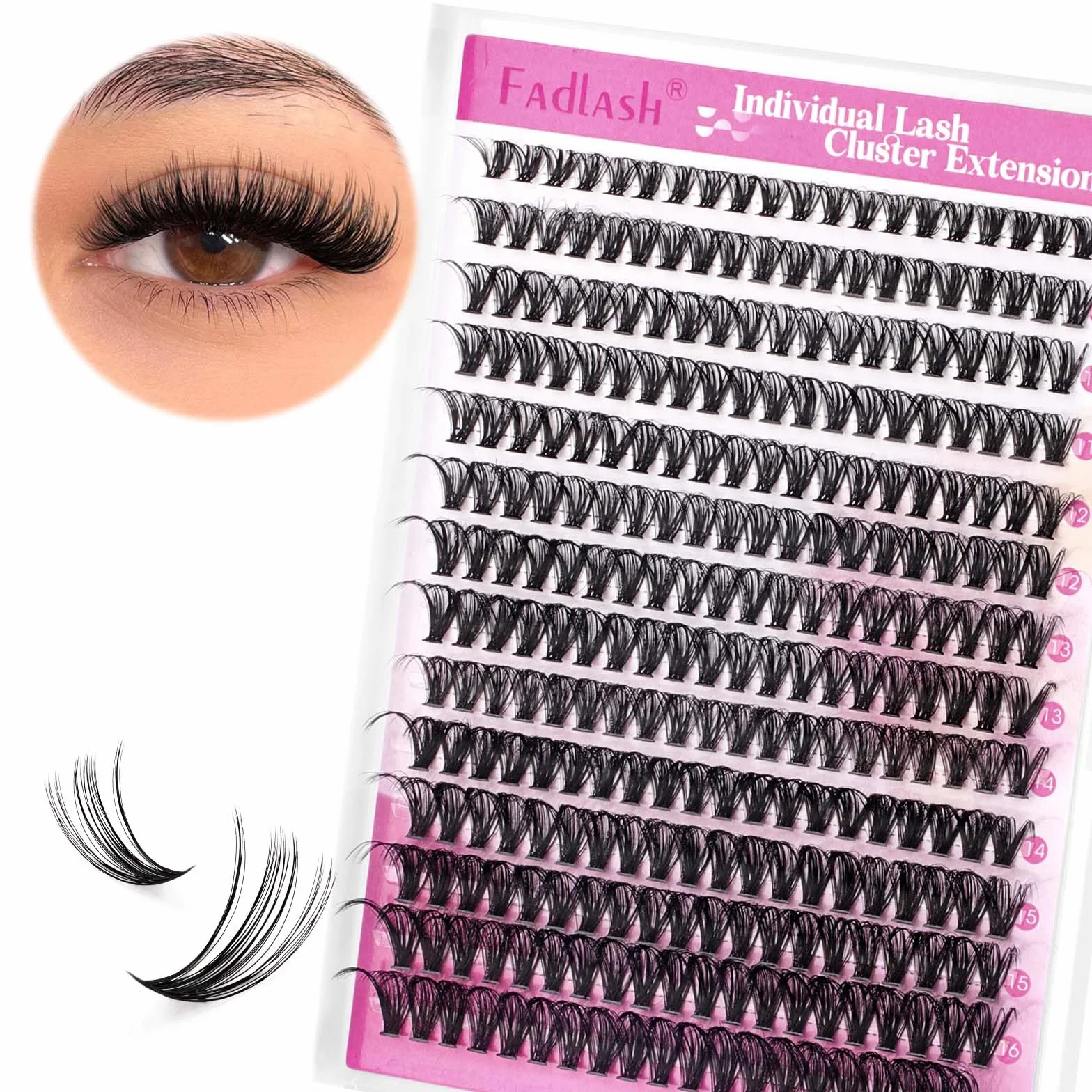 Fadlash Ciglia Finte Naturali Ciuffetti 0.07mm 40 Root D Curl 8-16mm 200pcs