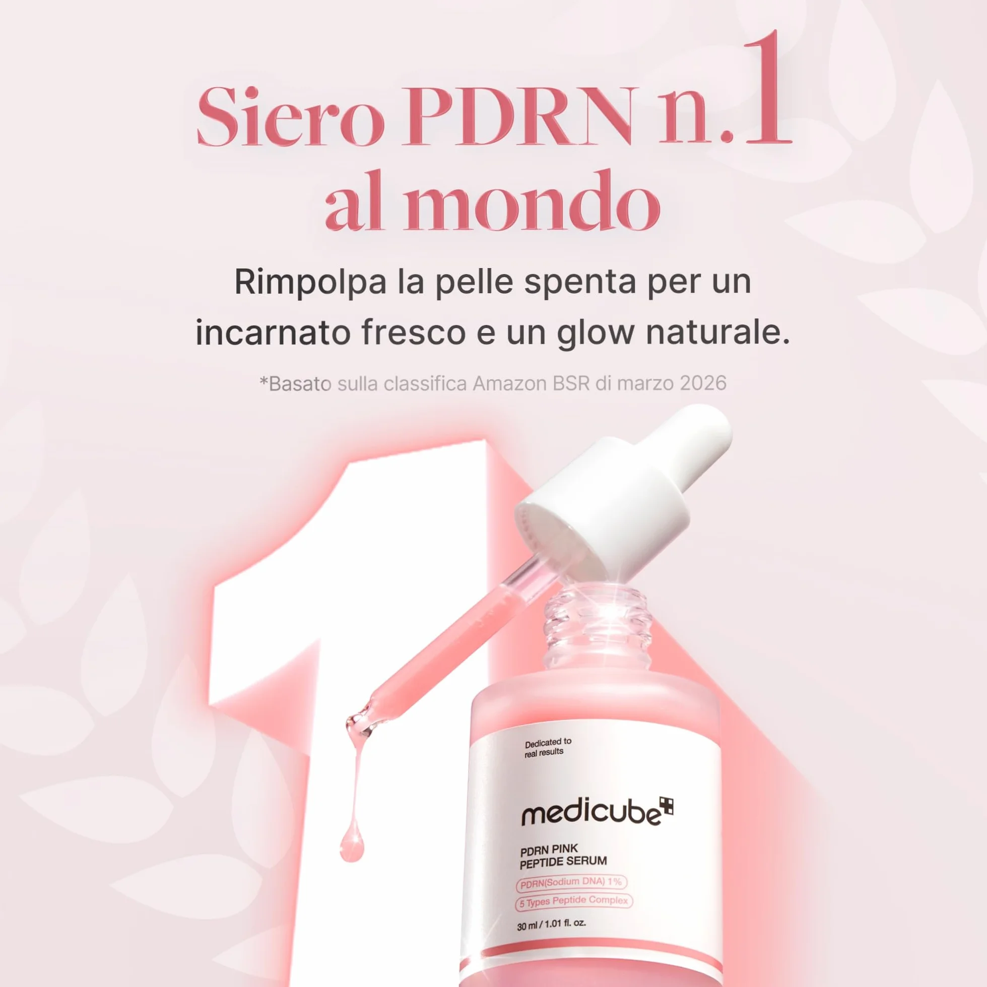 Medicube PDRN Pink Peptide Serum 30 ml - Siero Viso con Peptidi e Niacinamide, Idratazione, Pelle Tonica, Skincare Coreana