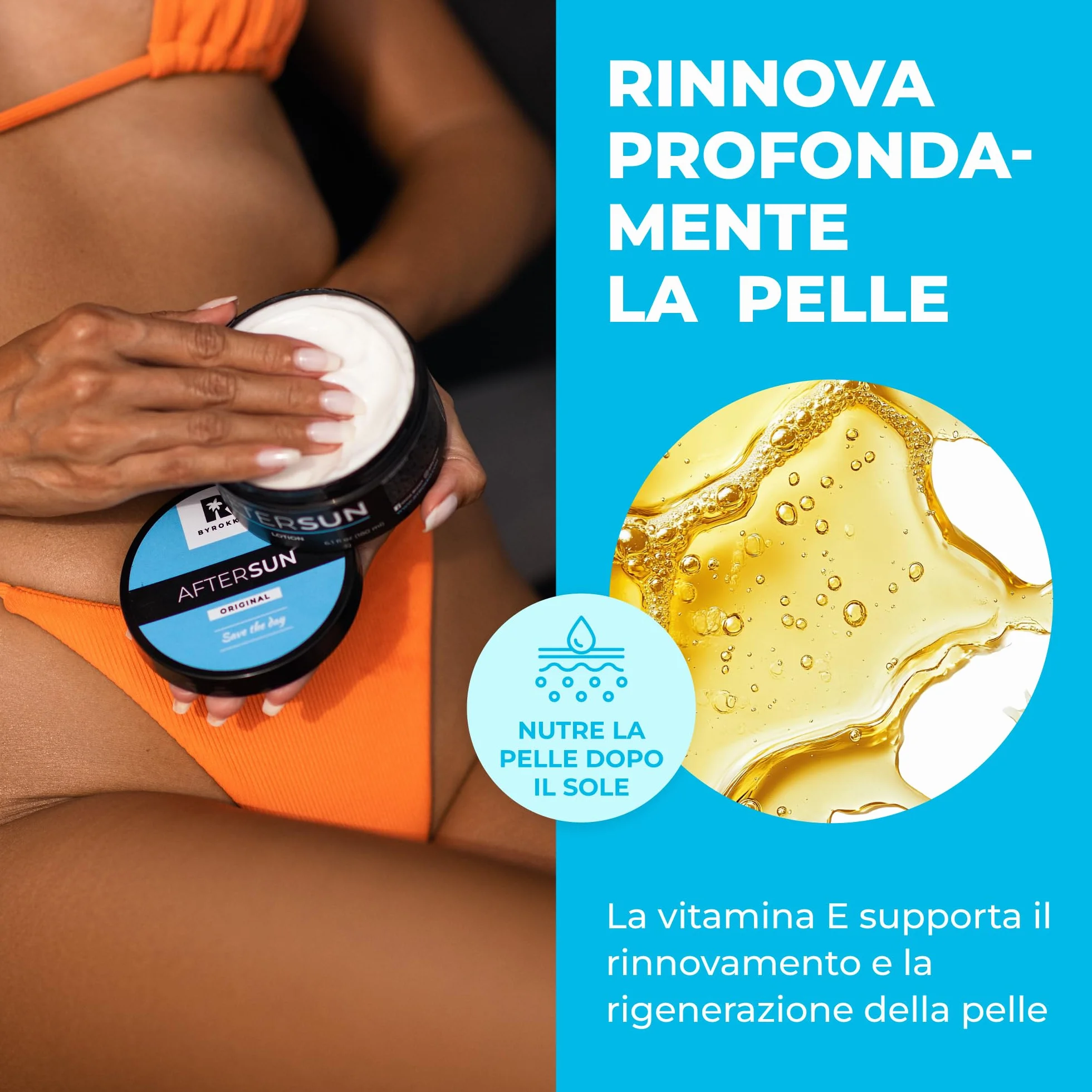 BYROKKO Crema doposole lozione abbronzante naturale con mentolo burro di mango vitamina E raffredda idrata nutre pelle sole vegana senza parabeni