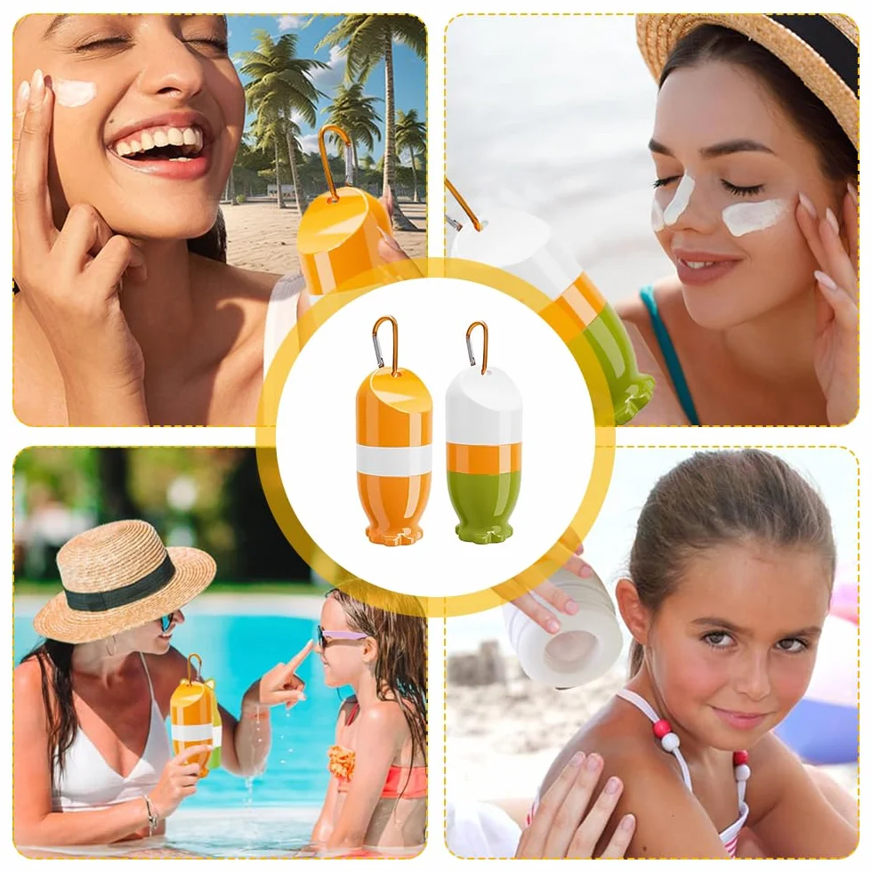 Applicatore Crema Solare, 2PCS Sunscreen Applicator, Applicatore Crema Solare Bambini, Applicatore Di CremaSolare Ricaricabile Roll On, Applicatore Solare Per Bambini E Adulti, 100ml